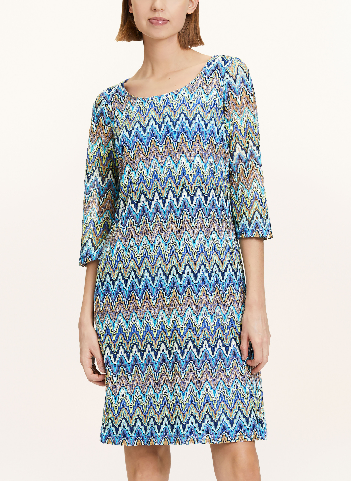 ROBE LÉGÈRE Knit dress with 3/4 sleeve, Color: BLUE/ GREEN (Image 2)