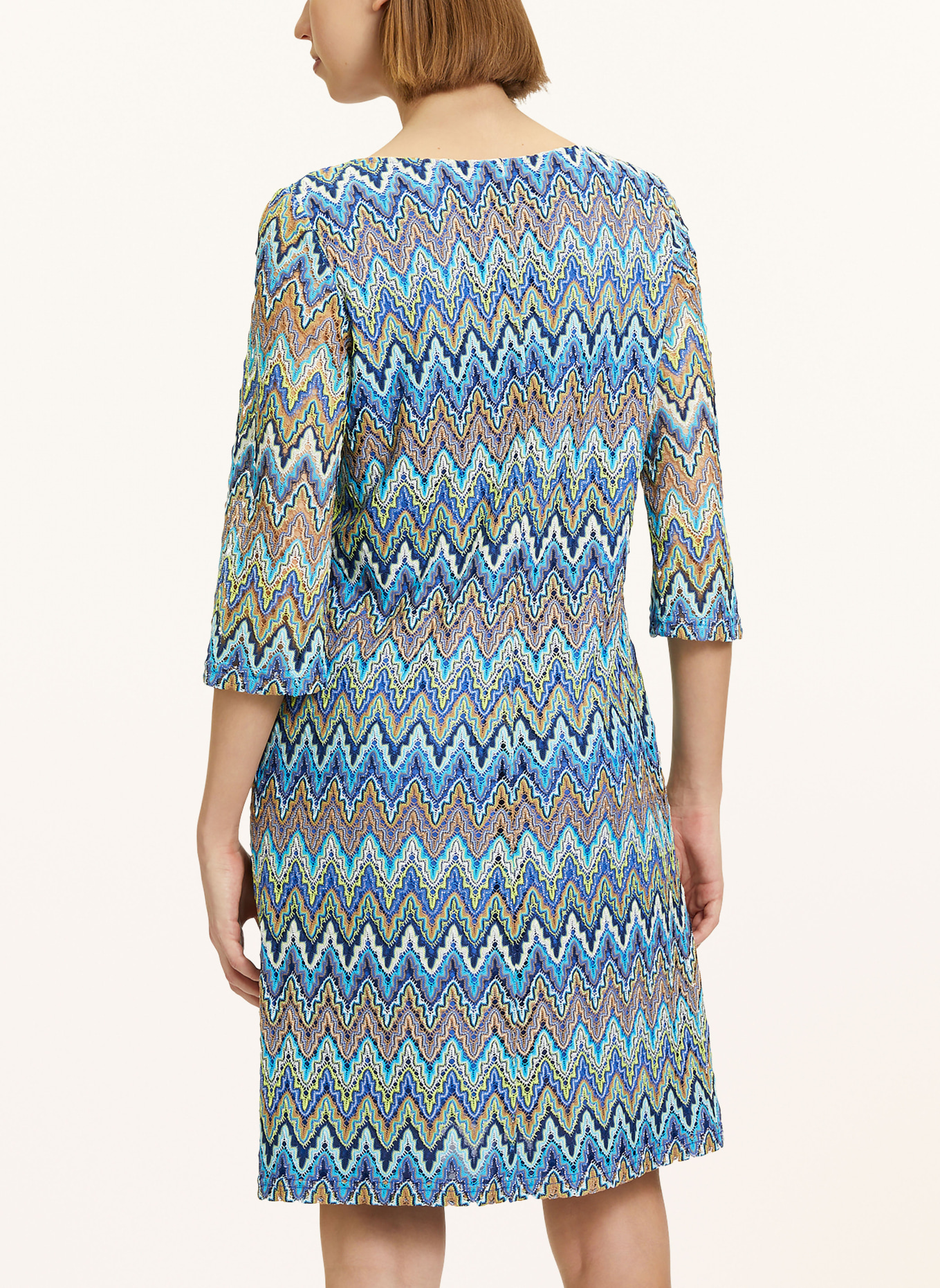 ROBE LÉGÈRE Knit dress with 3/4 sleeve, Color: BLUE/ GREEN (Image 3)