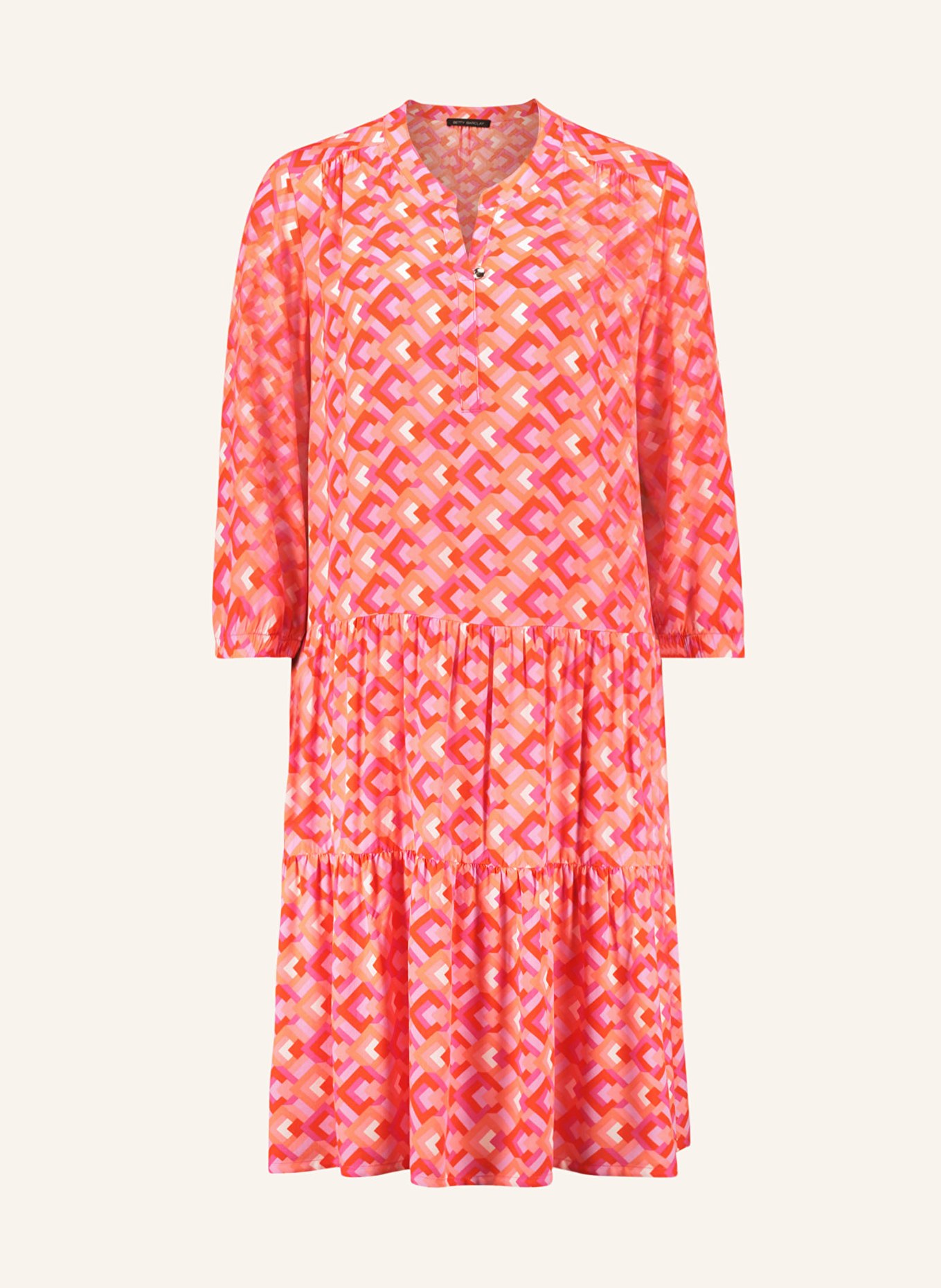 Betty Barclay Dress with 3/4 sleeves, Color: ORANGE/ PINK/ LIGHT ORANGE (Image 1)