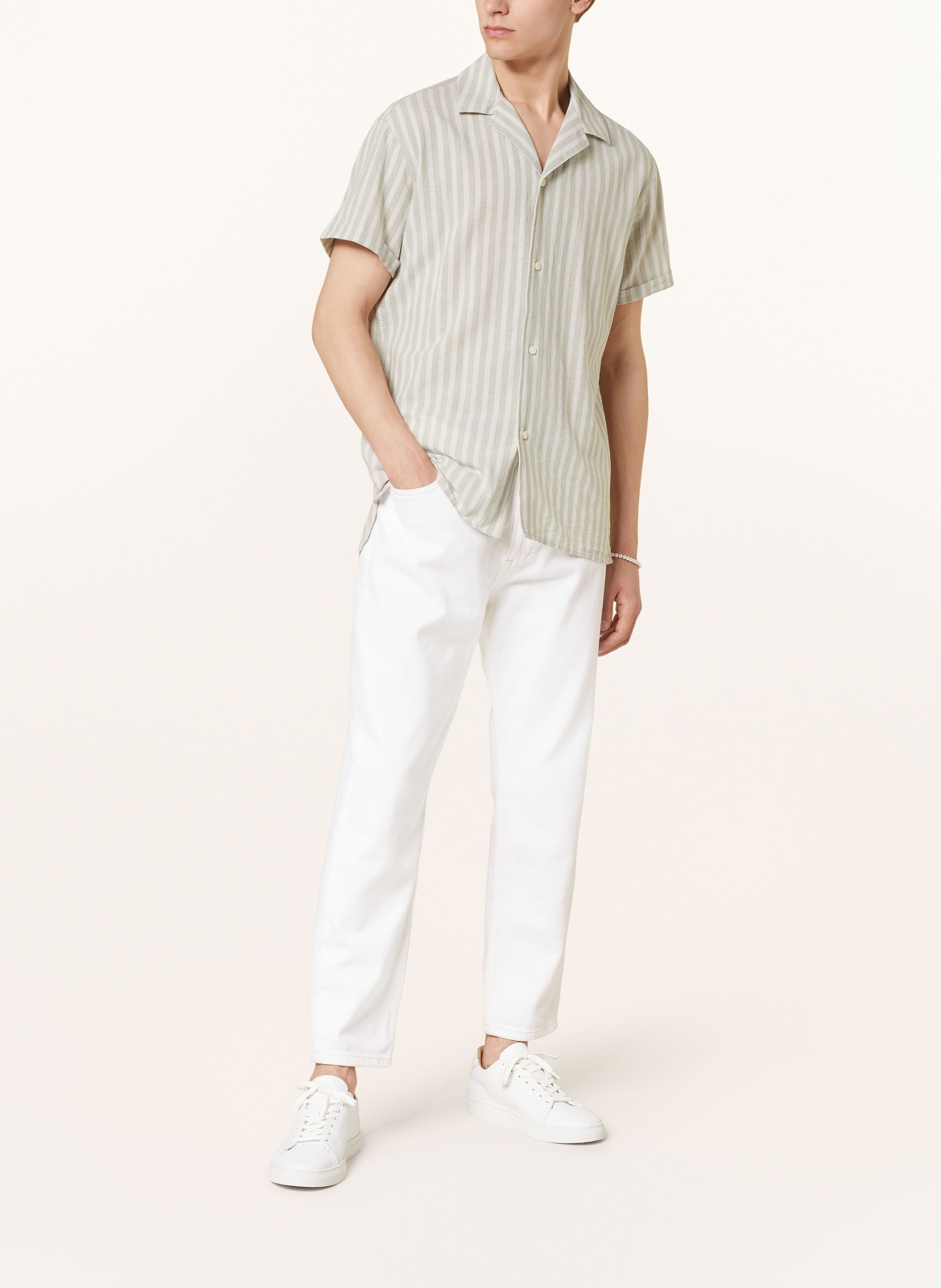 PAUL Resort shirt regular fit with linen, Color: LIGHT GREEN/ CREAM (Image 2)