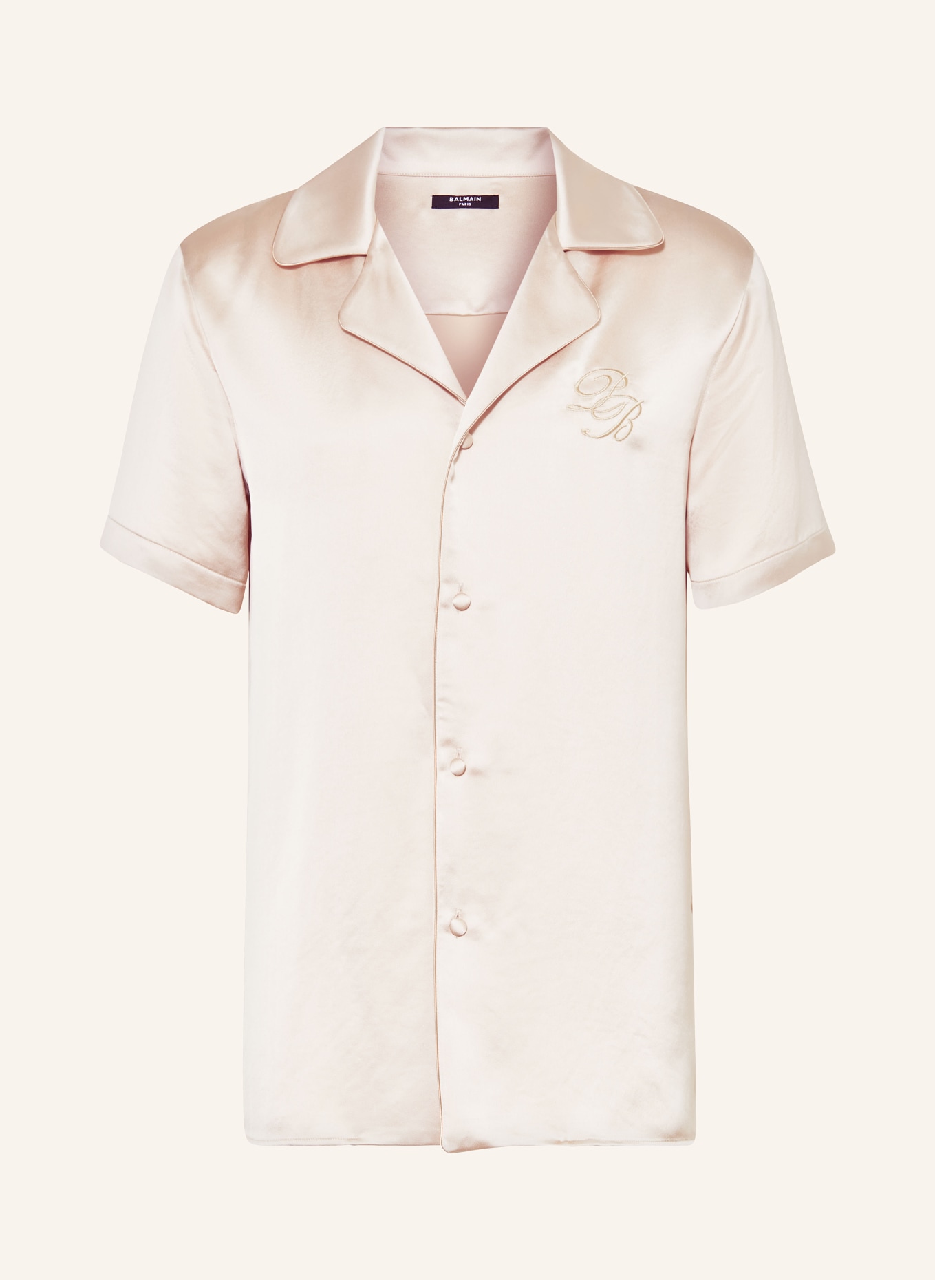 BALMAIN Koszula z klapami regular fit z satyny, Kolor: JASNOBRĄZOWY (Obrazek 1)