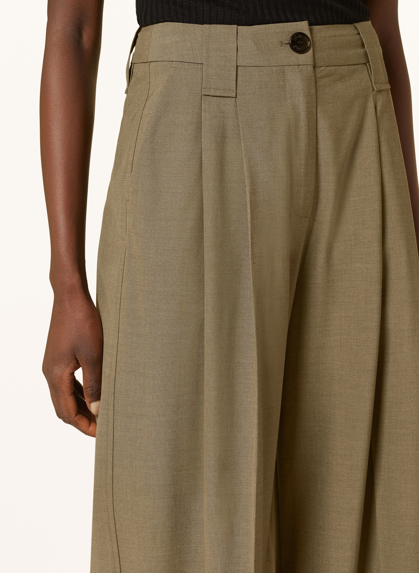 GANNI Spodnie marlena, Kolor: KHAKI (Obrazek 5)