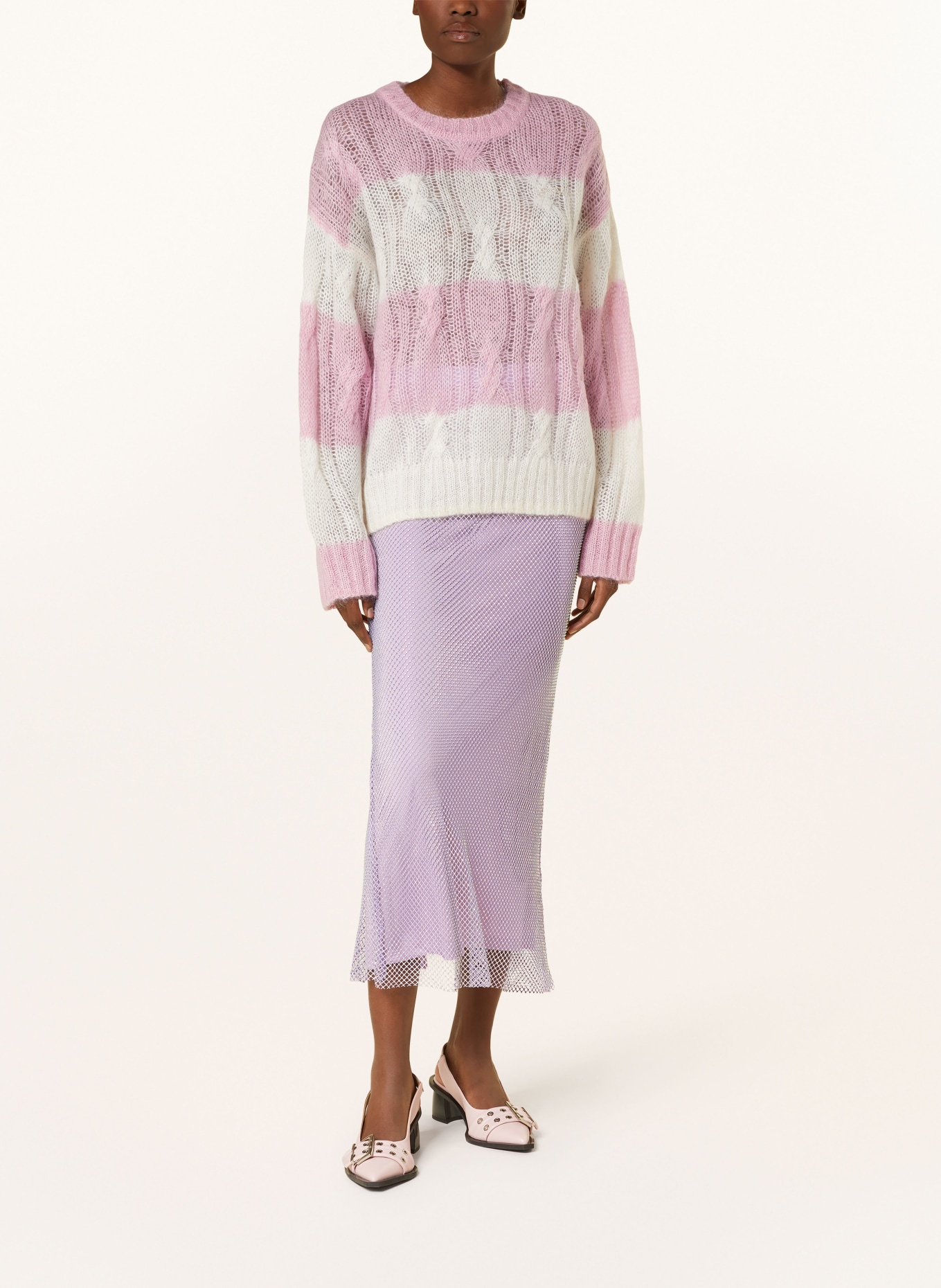 GANNI Pullover mit Mohair, Farbe: CREME/ ROSA (Bild 2)