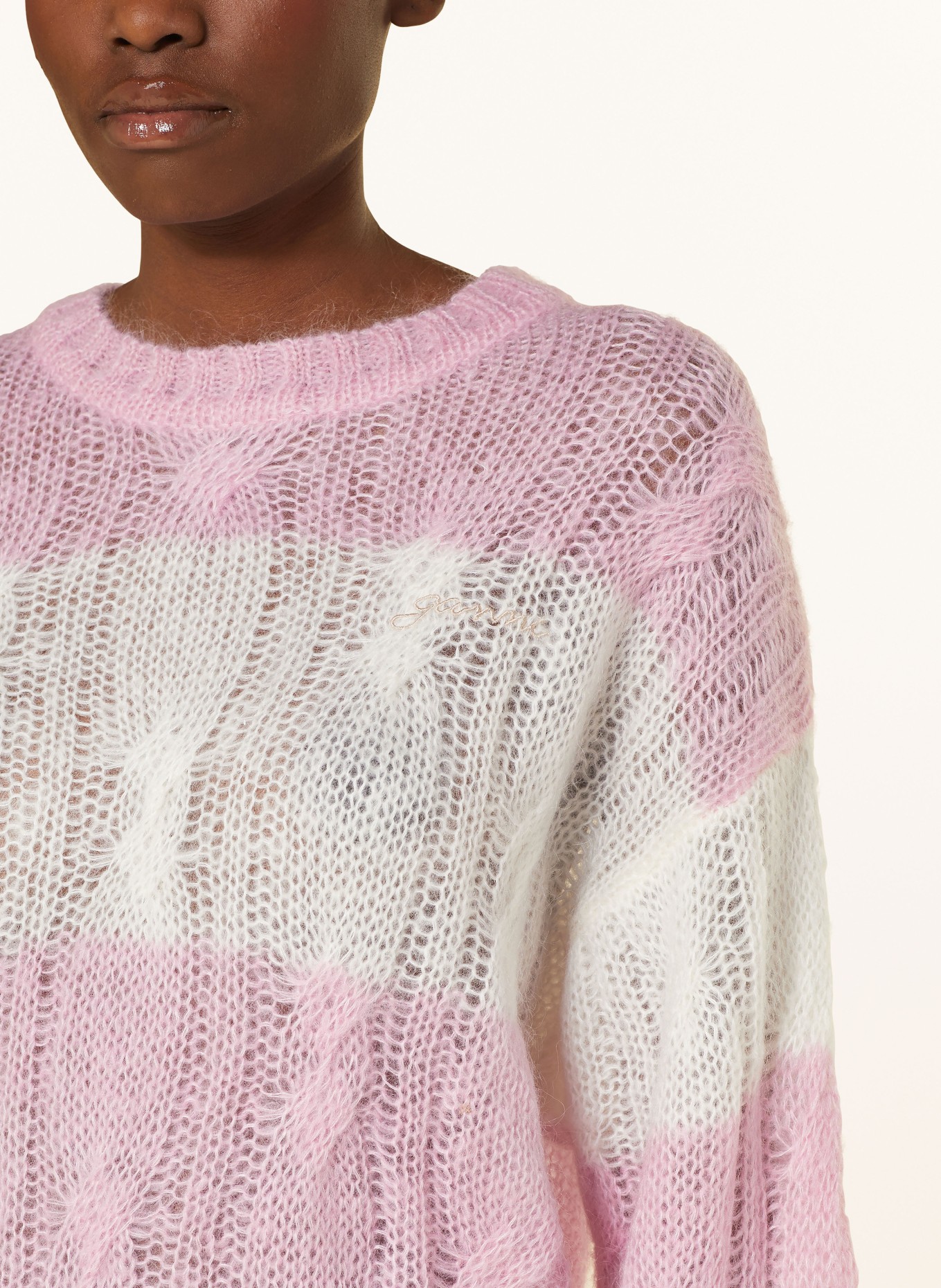 GANNI Sweater with mohair, Color: CREAM/ PINK (Image 4)