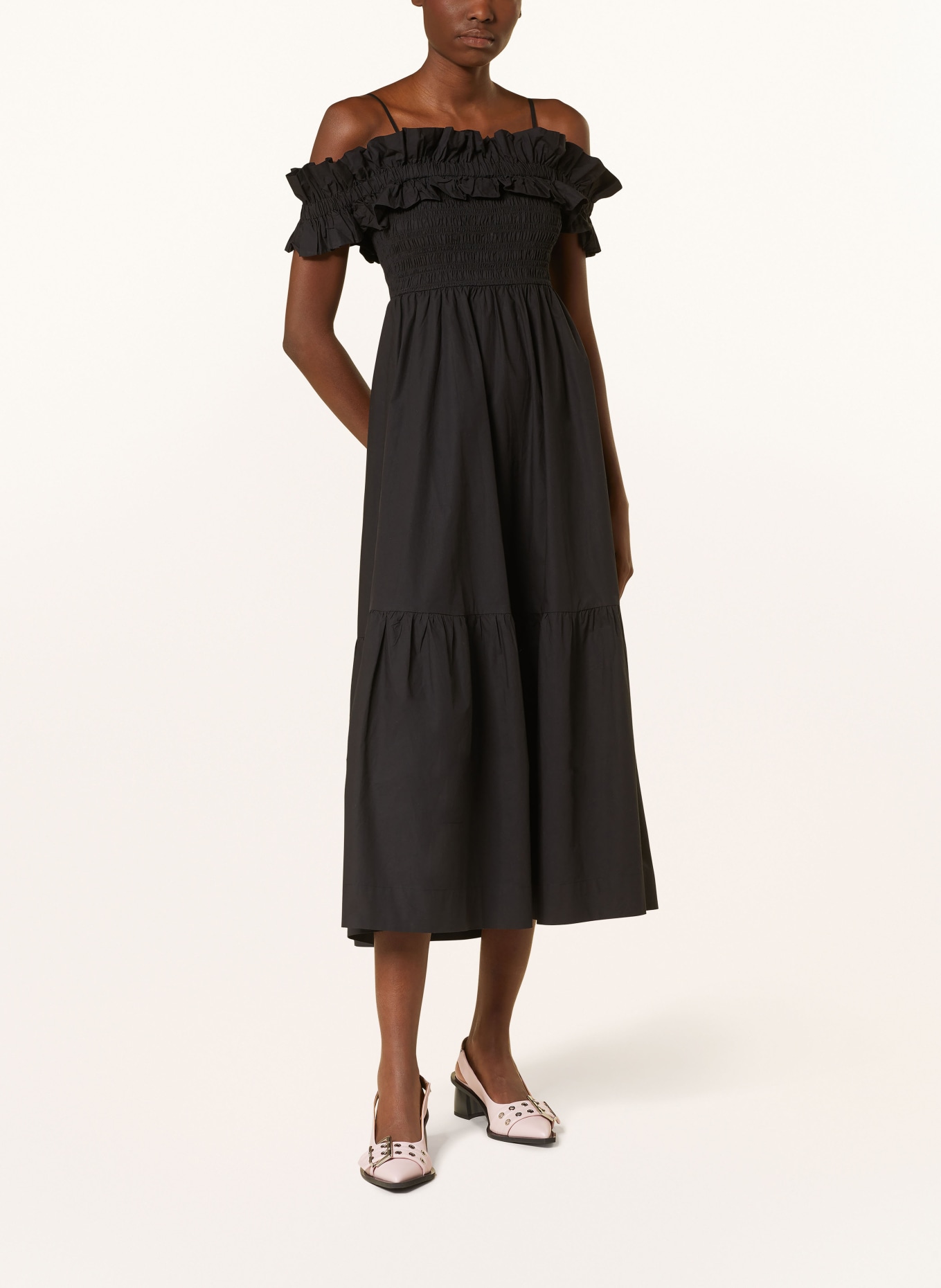 GANNI Off-shoulder dress, Color: BLACK (Image 2)