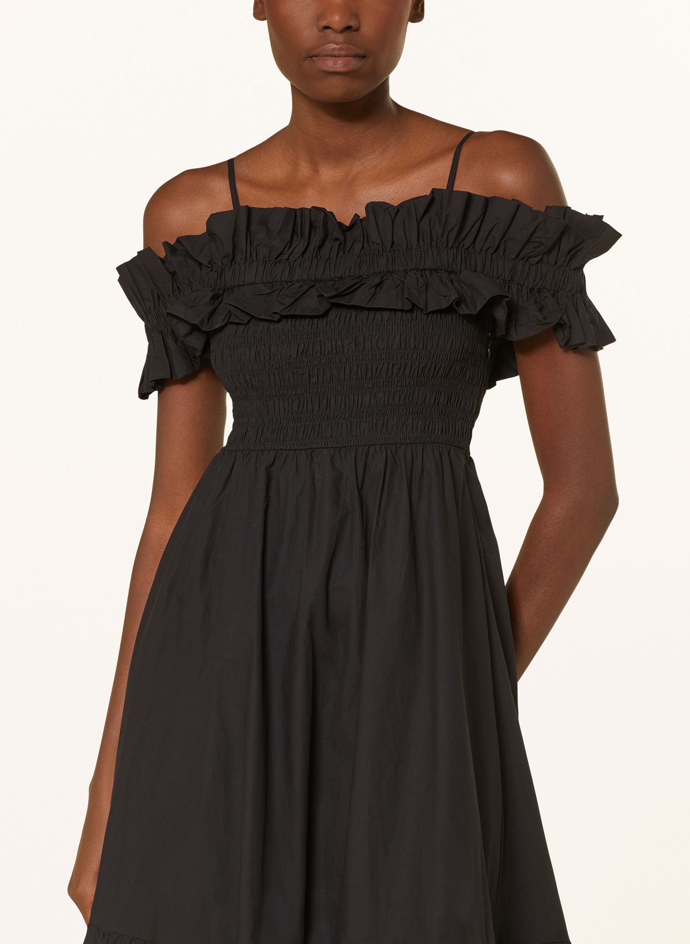 GANNI Off-Shoulder-Kleid, Farbe: SCHWARZ (Bild 4)