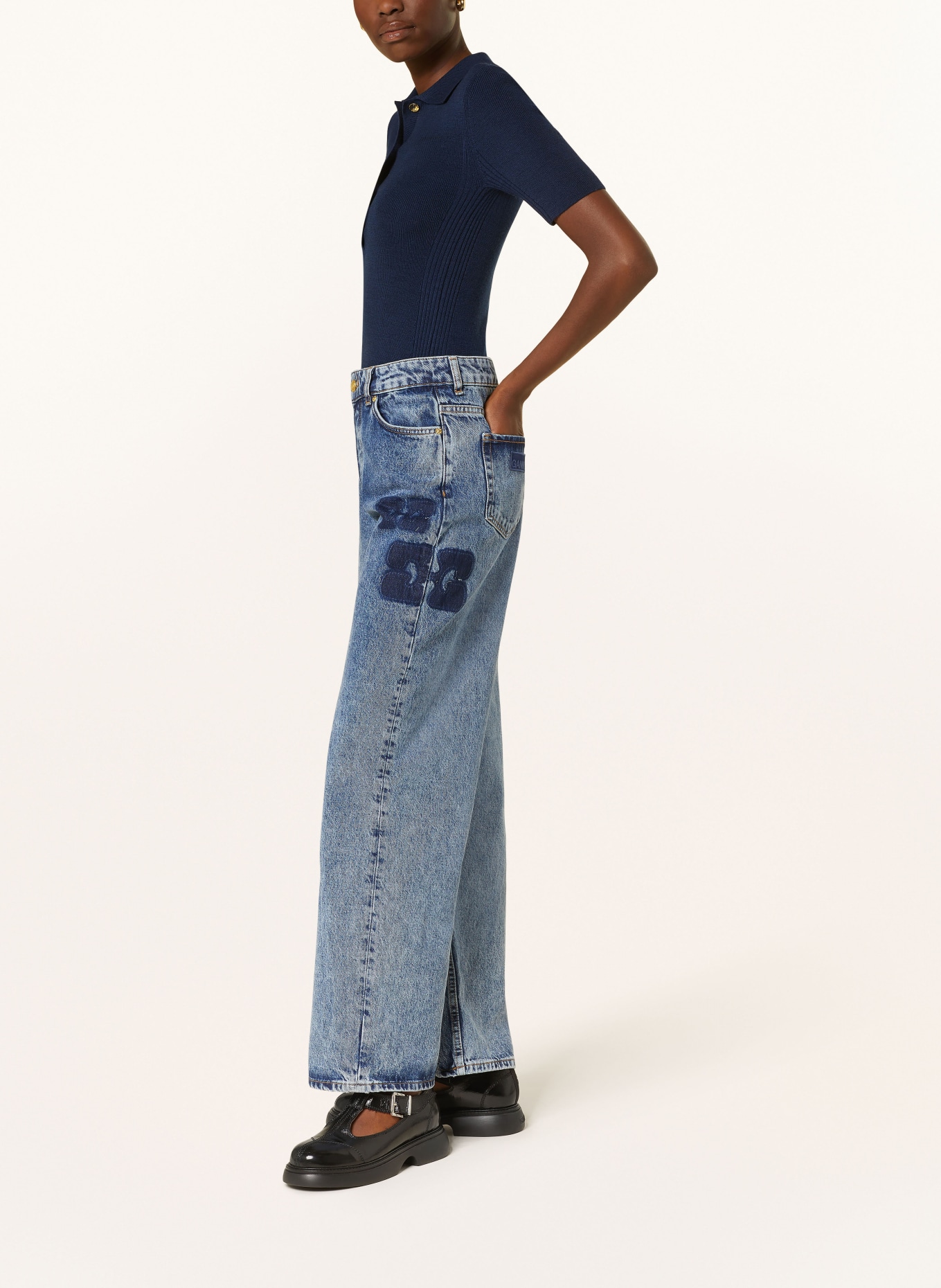 GANNI Straight Jeans IZEY, Farbe: 566 MID BLUE STONE (Bild 4)