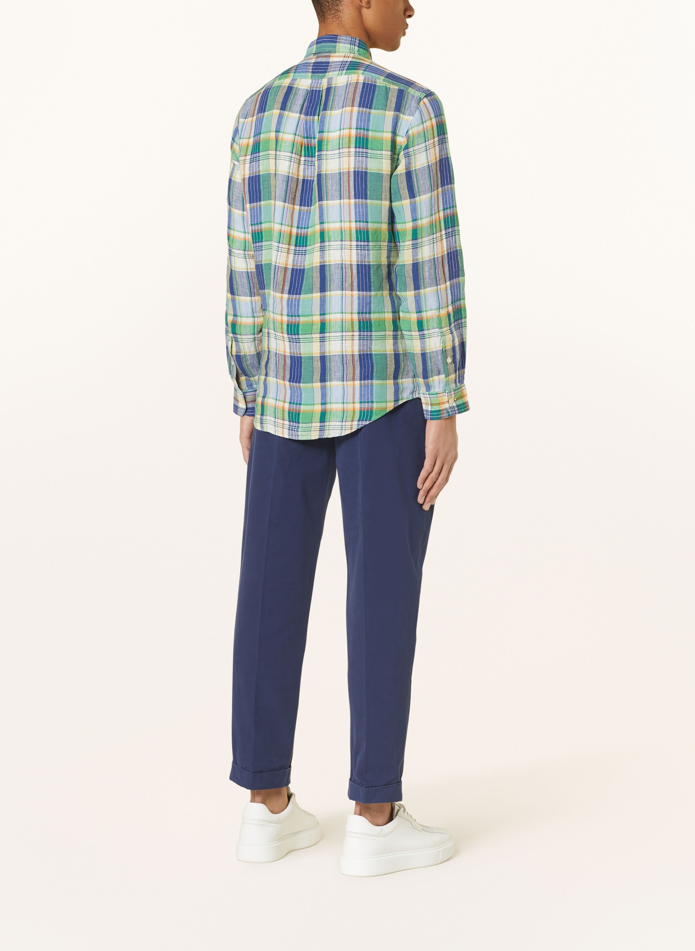 POLO RALPH LAUREN Linen shirt custom fit, Color: GREEN/ BLUE/ ORANGE (Image 3)