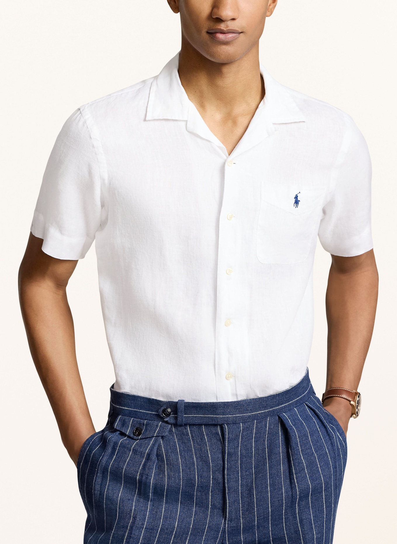 POLO RALPH LAUREN Resort shirt CLADY classic fit in linen, Color: WHITE (Image 4)