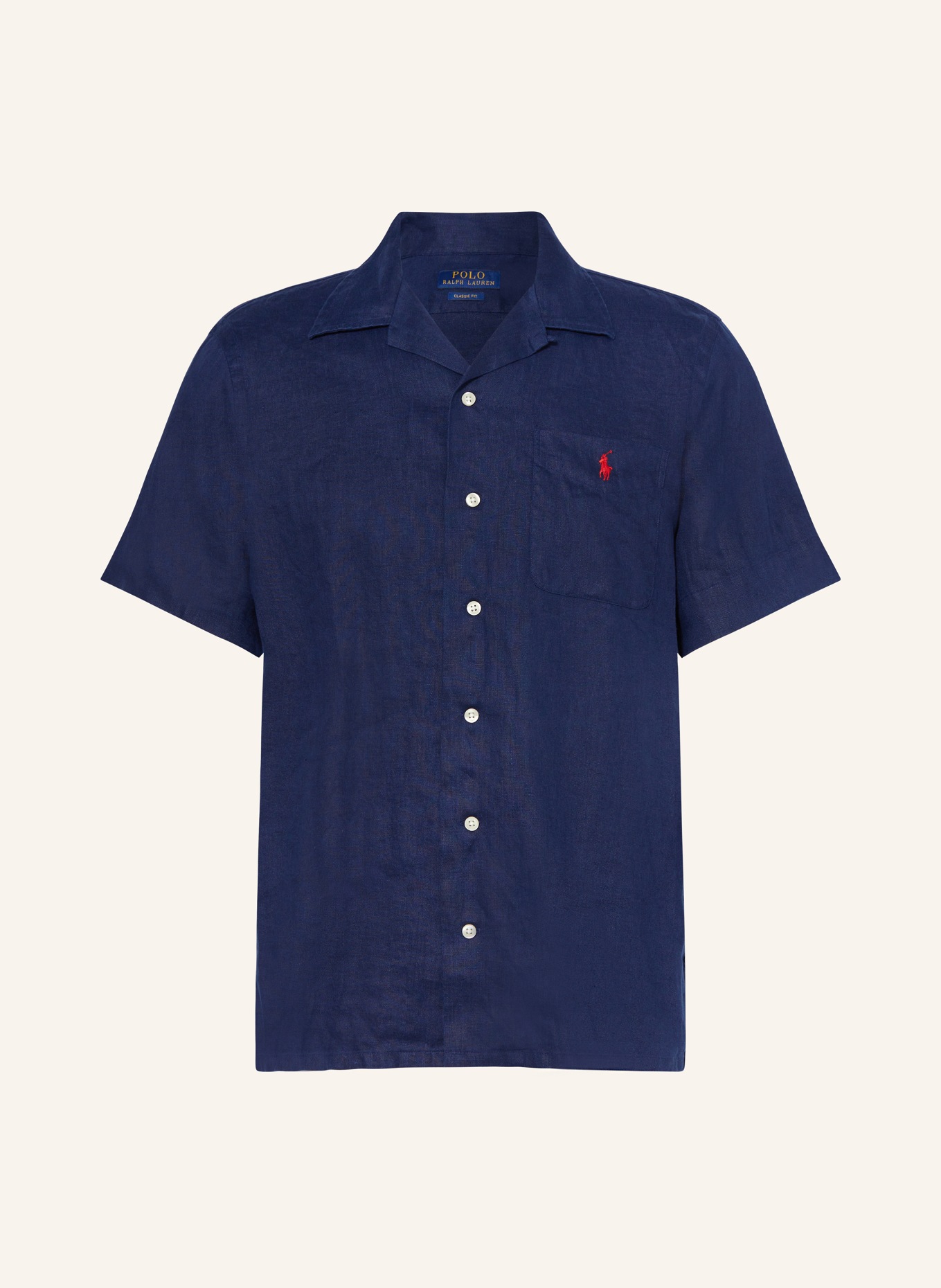 POLO RALPH LAUREN Resort shirt CLADY classic fit in linen, Color: DARK BLUE (Image 1)
