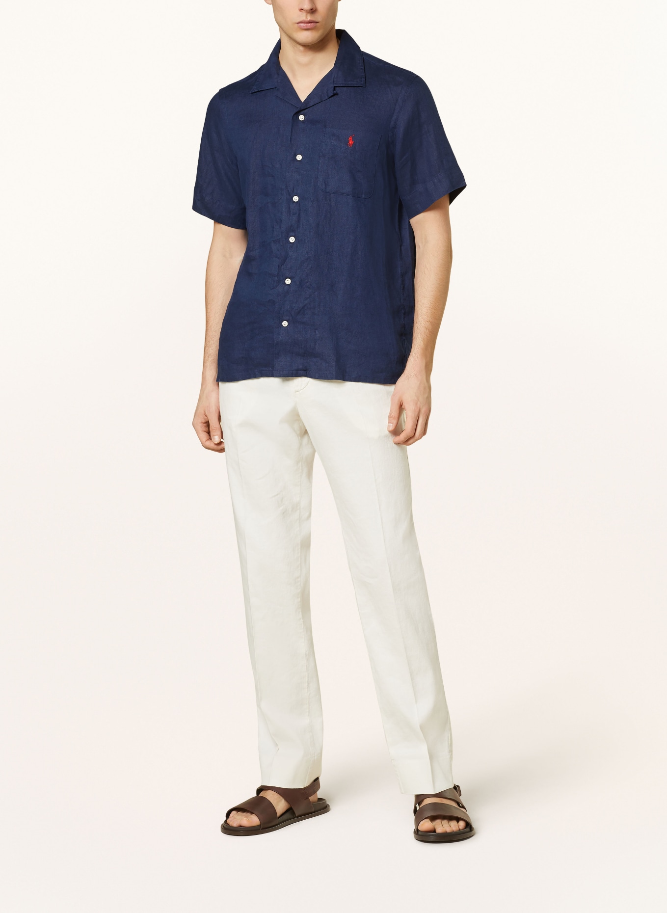 POLO RALPH LAUREN Resort shirt CLADY classic fit in linen, Color: DARK BLUE (Image 2)