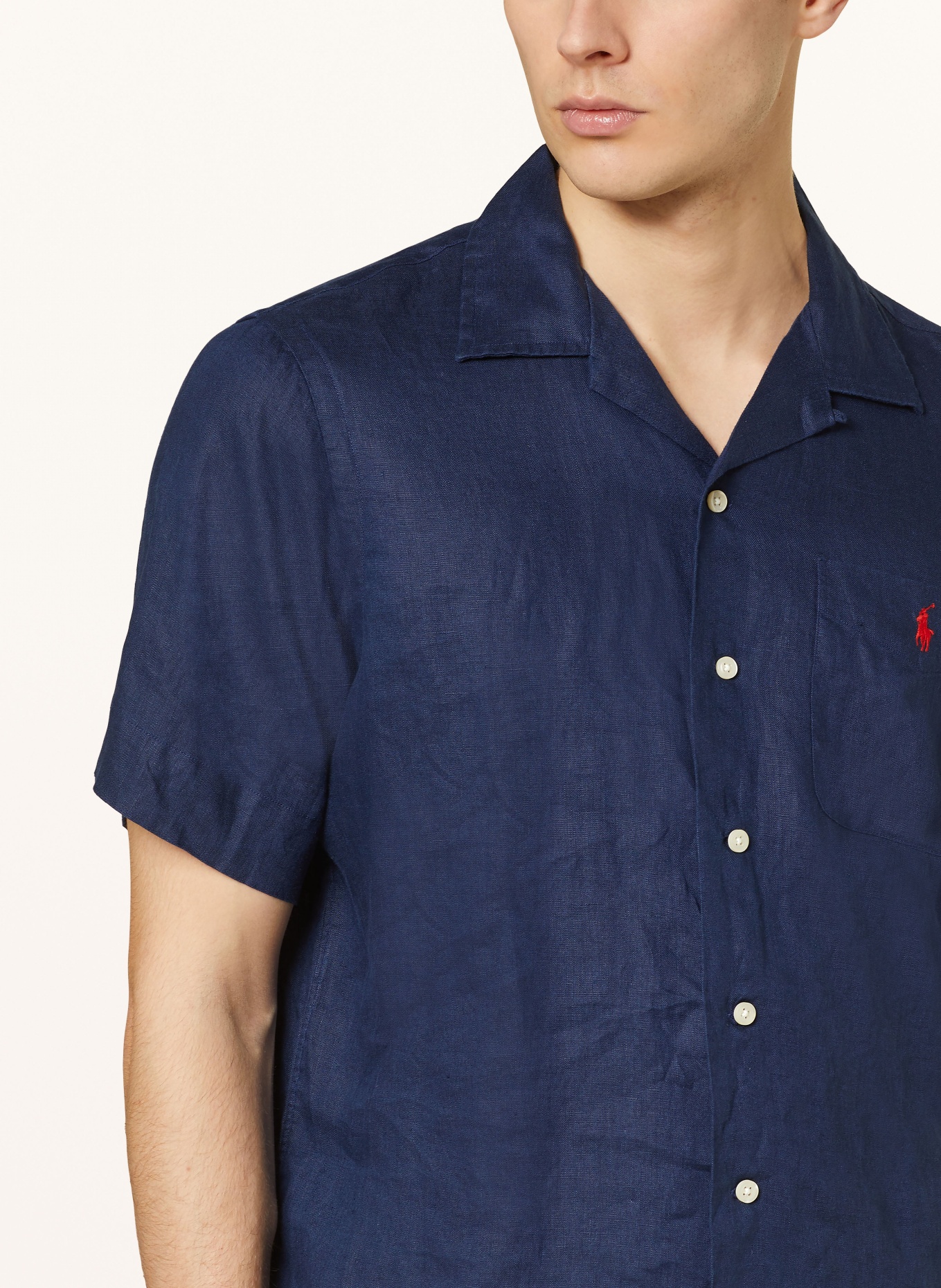 POLO RALPH LAUREN Resort shirt CLADY classic fit in linen, Color: DARK BLUE (Image 4)