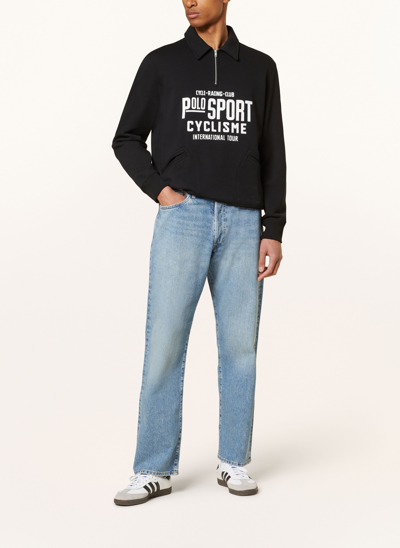 POLO SPORT Half-zip sweater in sweatshirt fabric, Color: BLACK (Image 2)