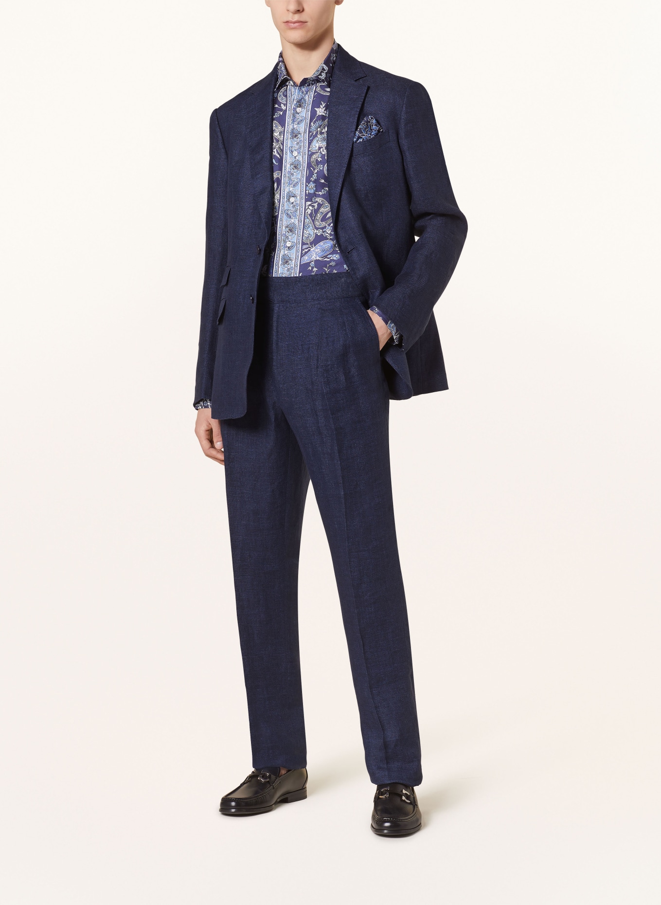 RALPH LAUREN PURPLE LABEL Suit trousers regular fit in linen, Color: DARK BLUE (Image 2)
