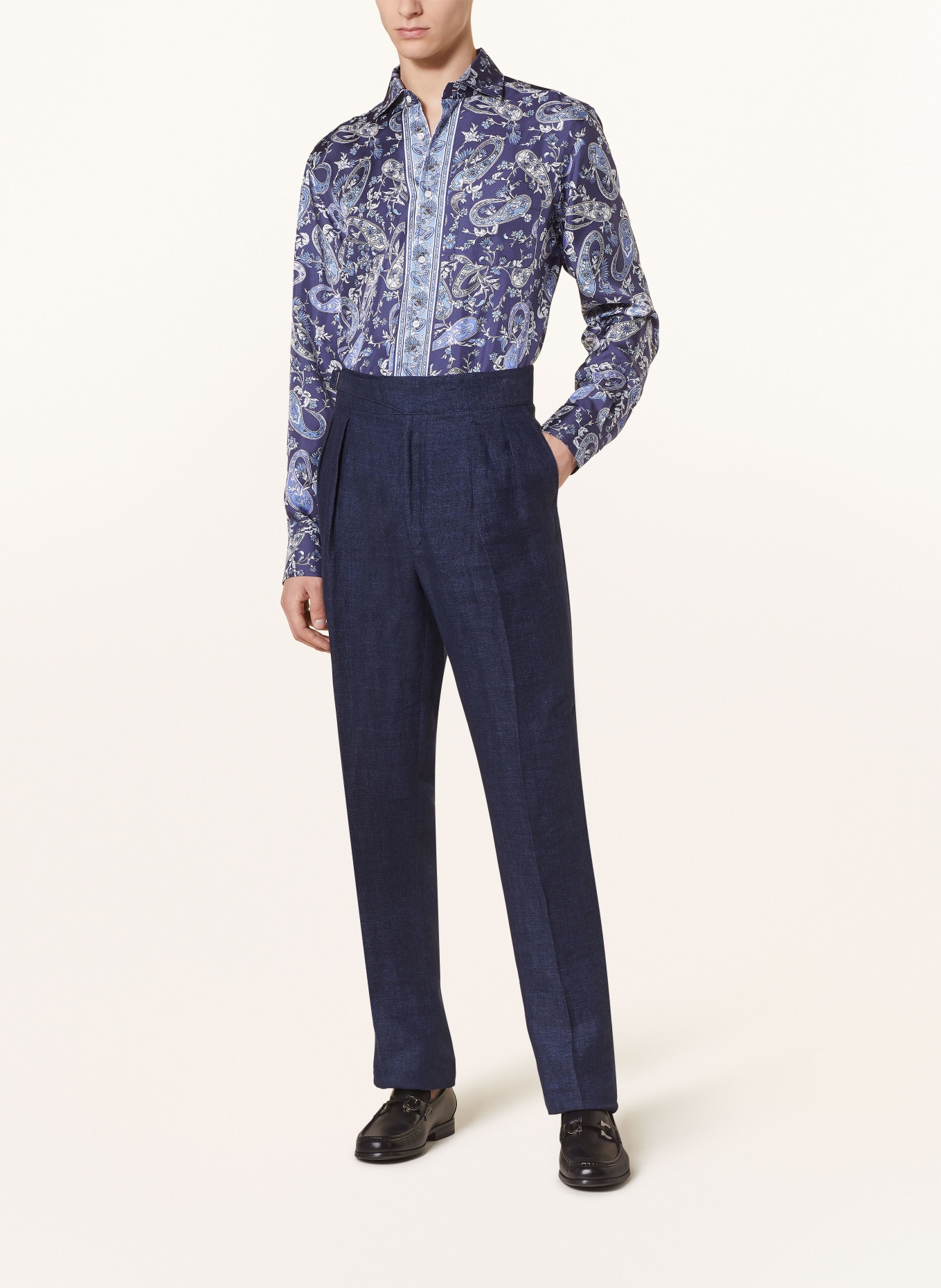 RALPH LAUREN PURPLE LABEL Suit trousers regular fit in linen, Color: DARK BLUE (Image 3)
