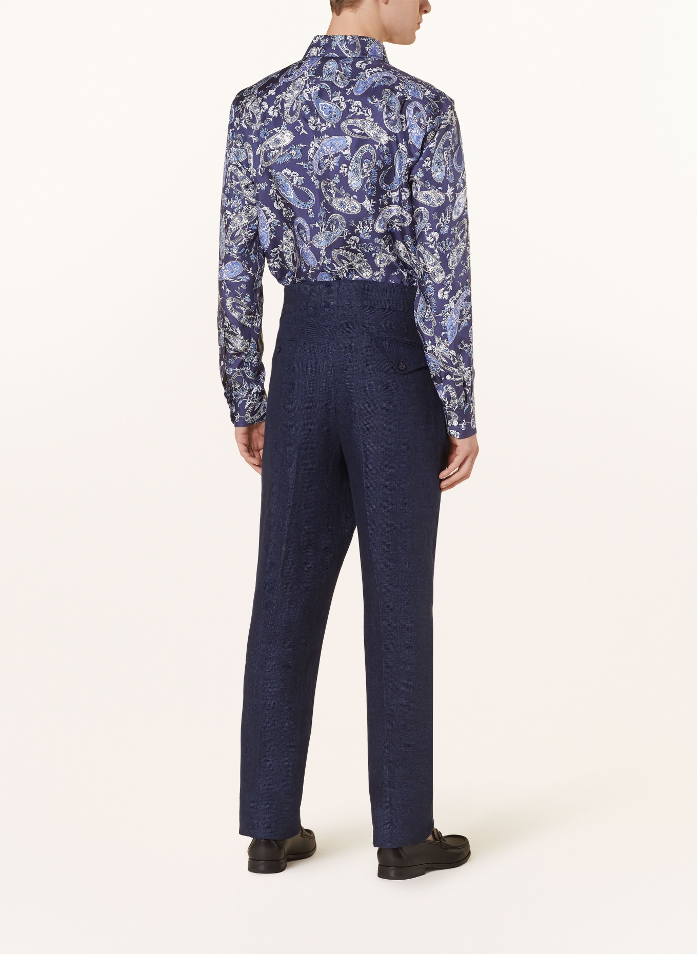 RALPH LAUREN PURPLE LABEL Suit trousers regular fit in linen, Color: DARK BLUE (Image 4)
