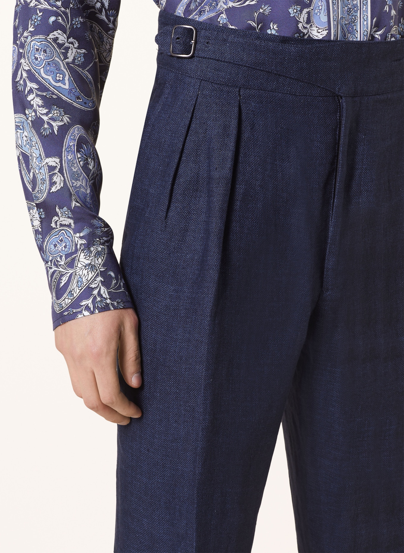 RALPH LAUREN PURPLE LABEL Suit trousers regular fit in linen, Color: DARK BLUE (Image 6)