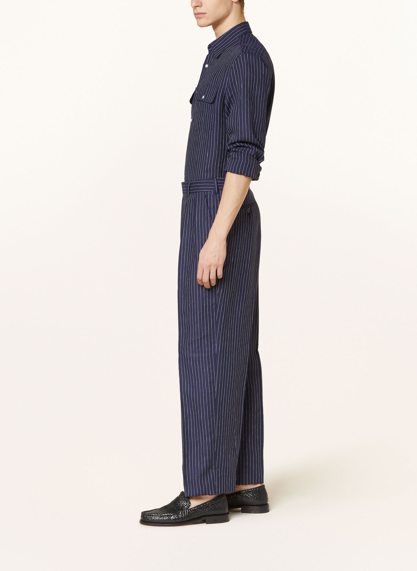 RALPH LAUREN PURPLE LABEL Linen trousers regular fit, Color: DARK BLUE/ WHITE (Image 4)