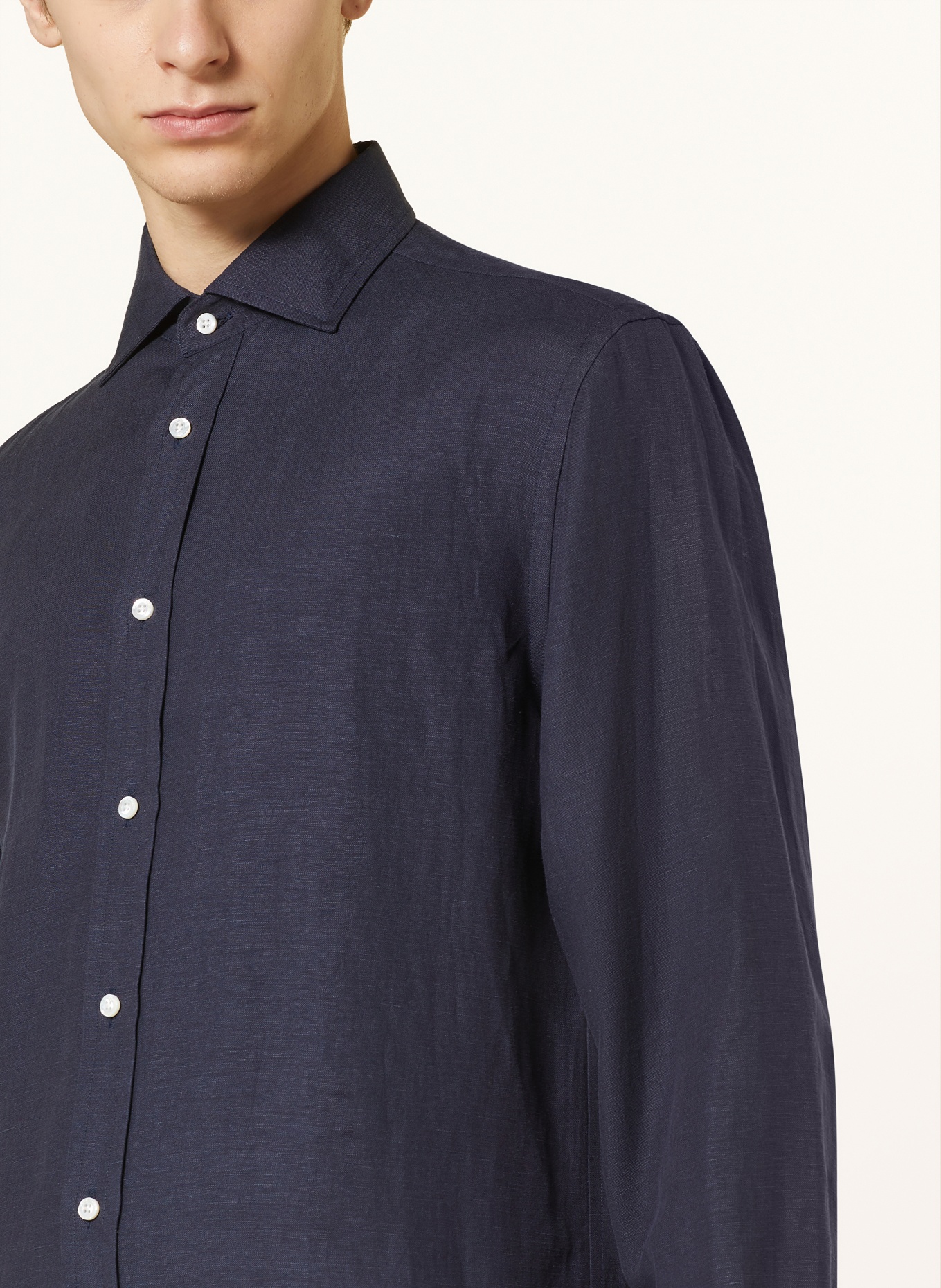 RALPH LAUREN PURPLE LABEL Shirt with linen and silk, Color: DARK BLUE (Image 4)