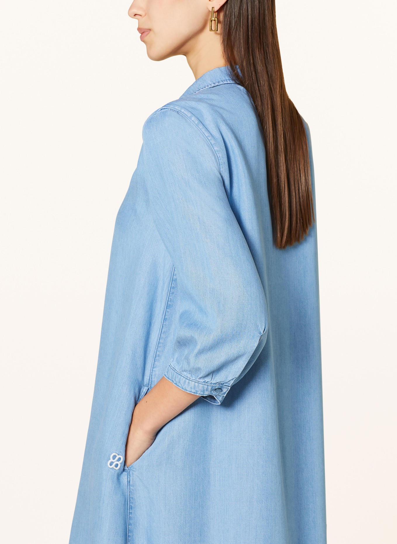 Smith & Soul Shirt dress in denim look with 3/4 sleeves, Color: LIGHT BLUE (Image 4)