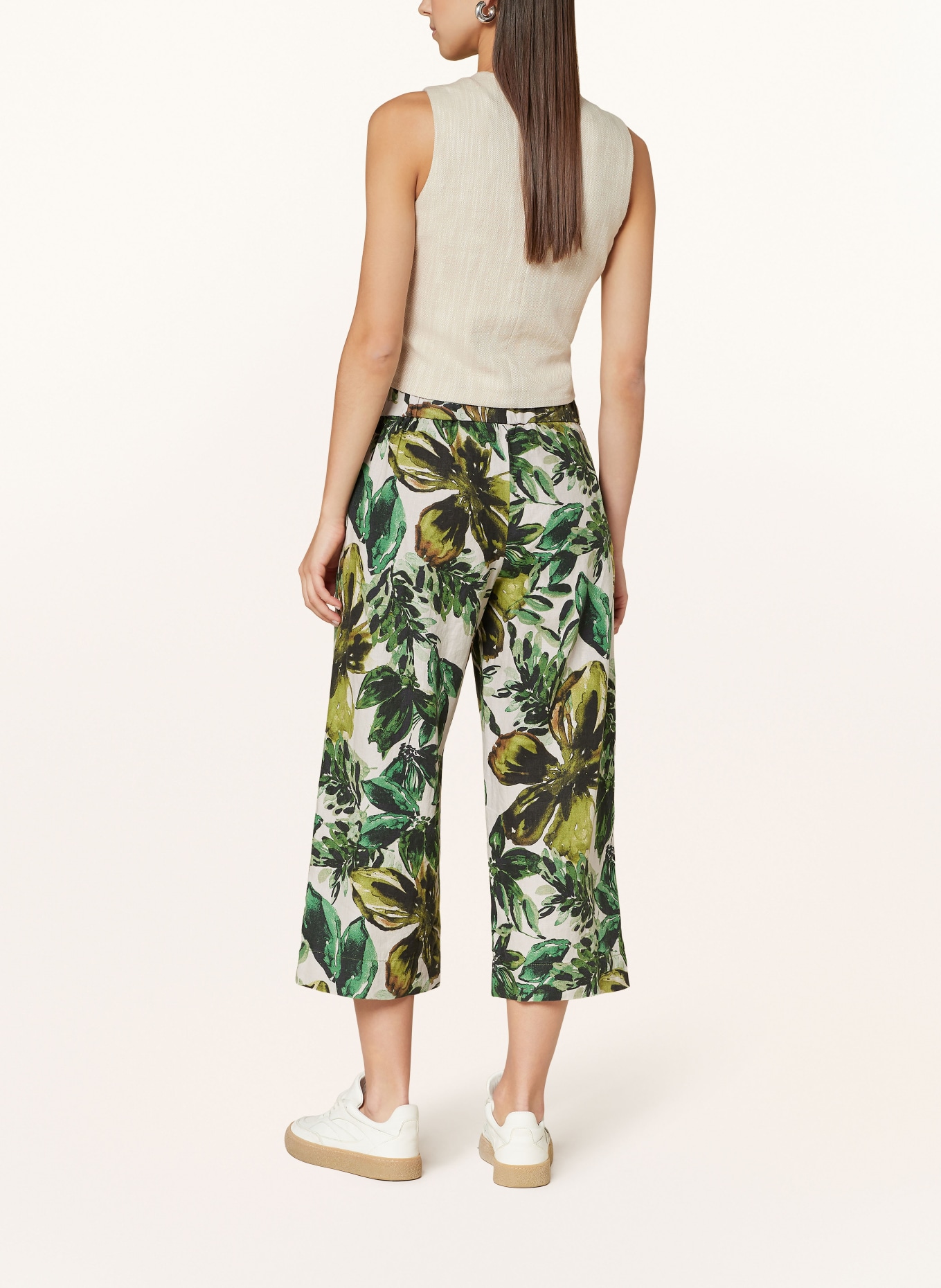 CARTOON 3/4 trousers in linen, Color: CREAM/ GREEN/ OLIVE (Image 3)