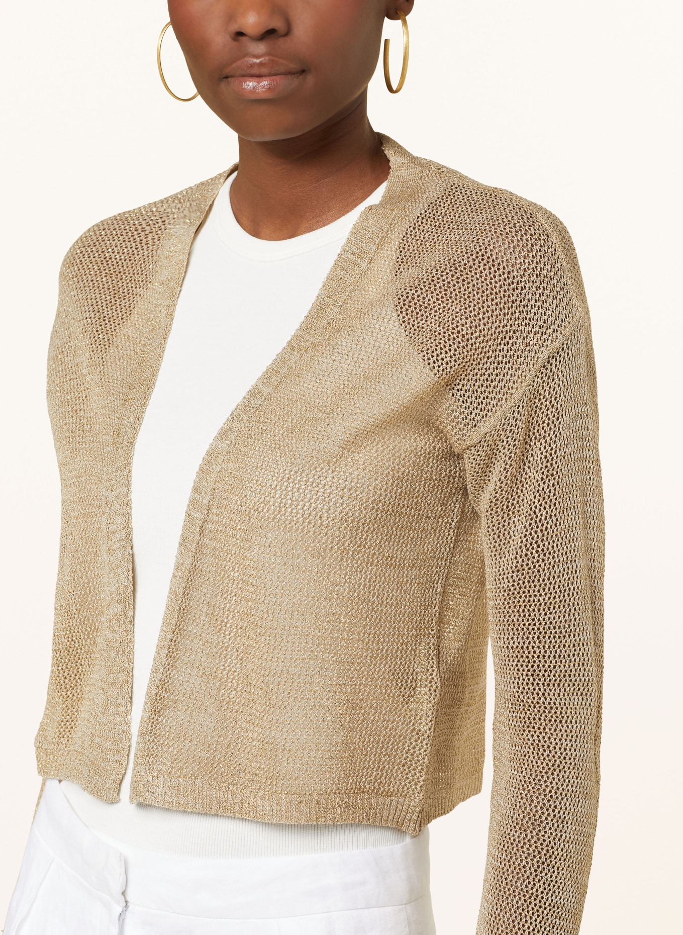 CARTOON Knit cardigan with glitter thread, Color: BEIGE/ GOLD (Image 4)