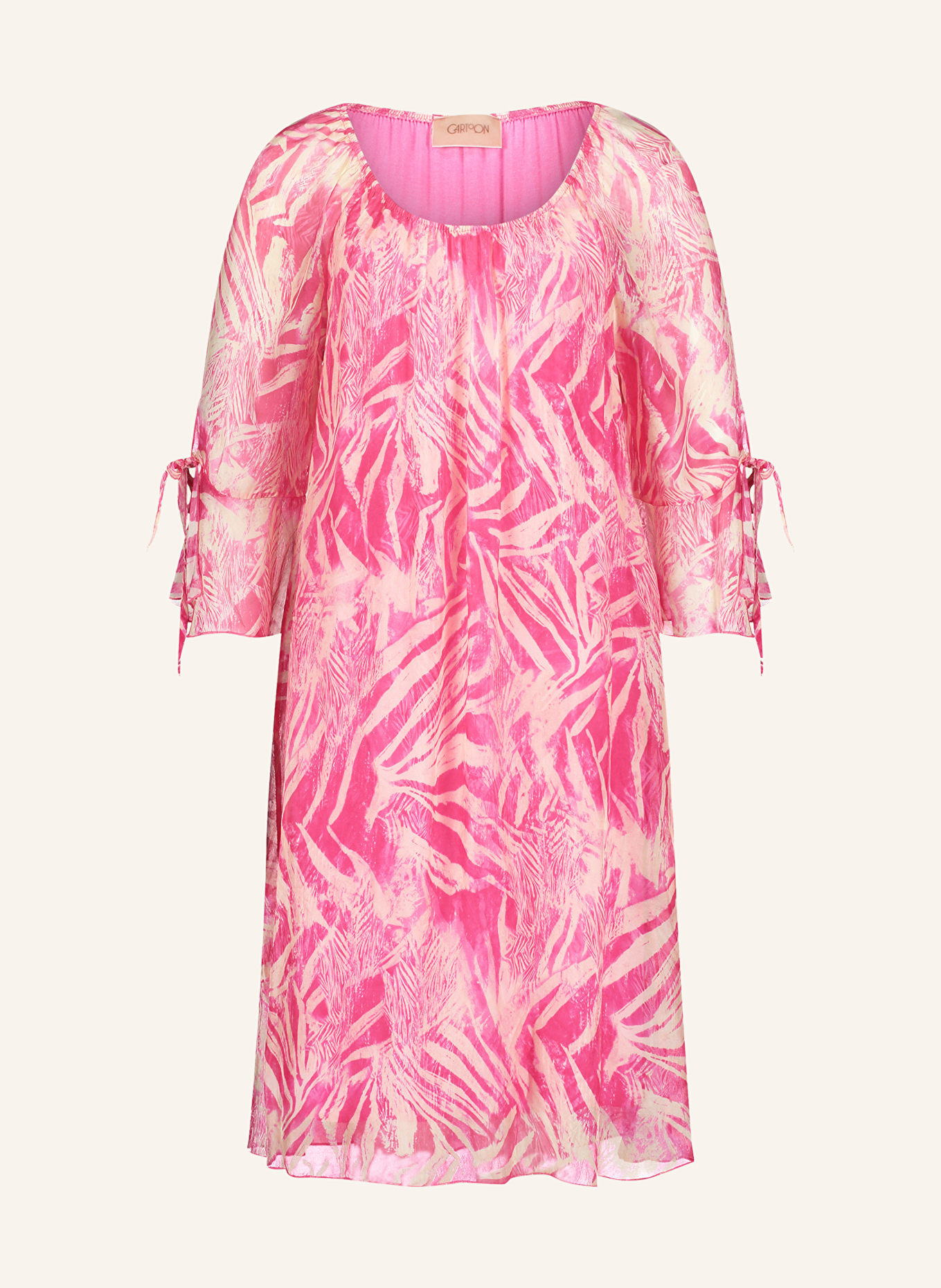 CARTOON Dress with 3/4 sleeve and frills, Color: PINK/ CREAM (Image 1)