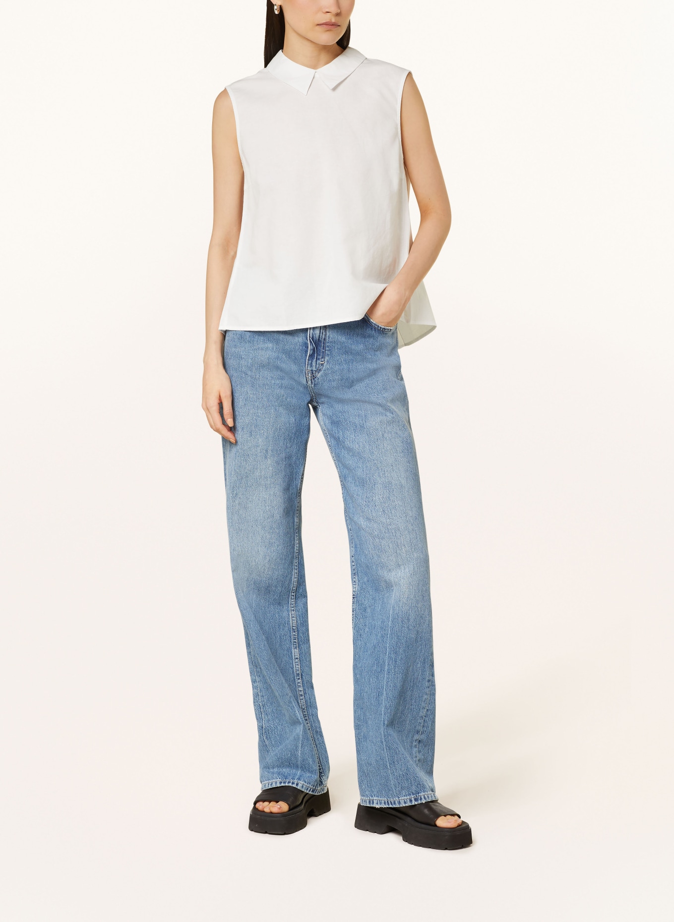 Marc O'Polo DENIM Blouse top WOVEN with linen, Color: WHITE (Image 2)
