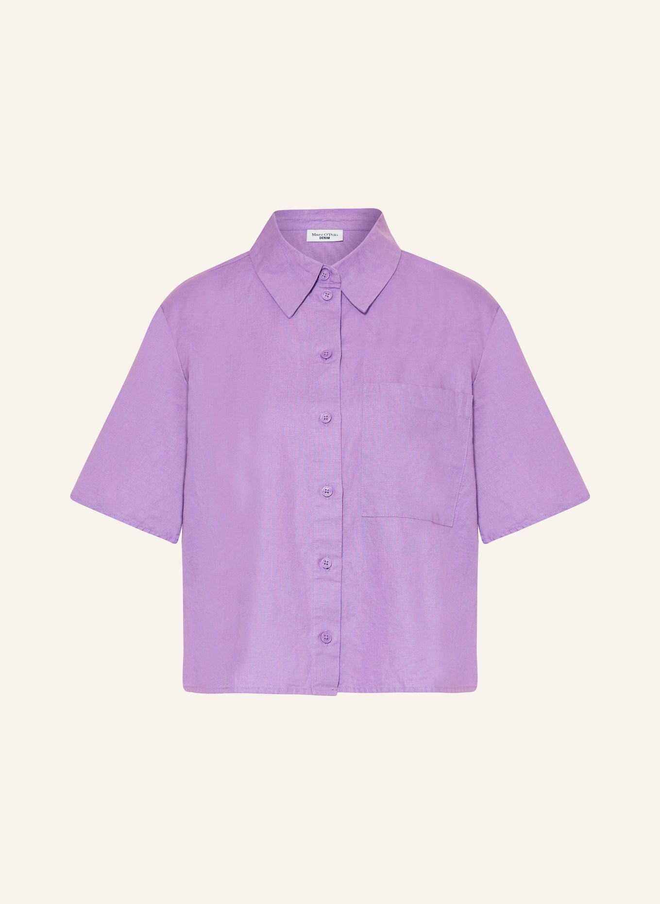 Marc O'Polo DENIM Shirt blouse with linen, Color: PURPLE (Image 1)