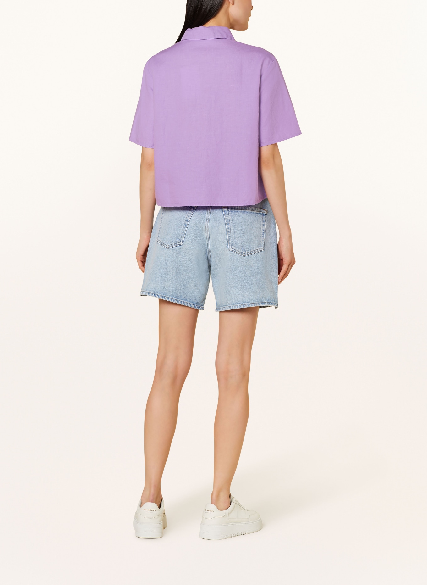 Marc O'Polo DENIM Shirt blouse with linen, Color: PURPLE (Image 3)