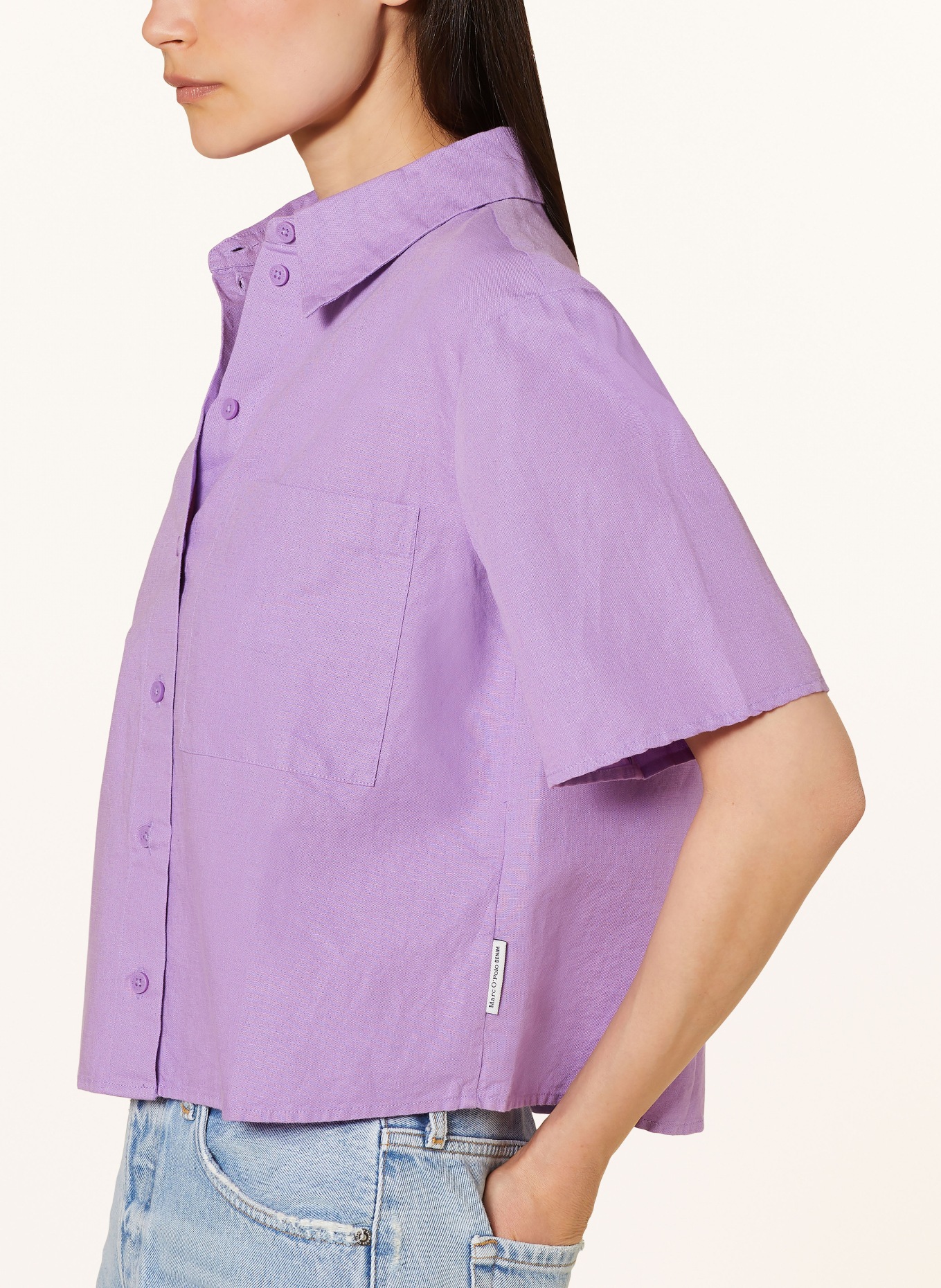 Marc O'Polo DENIM Shirt blouse with linen, Color: PURPLE (Image 4)