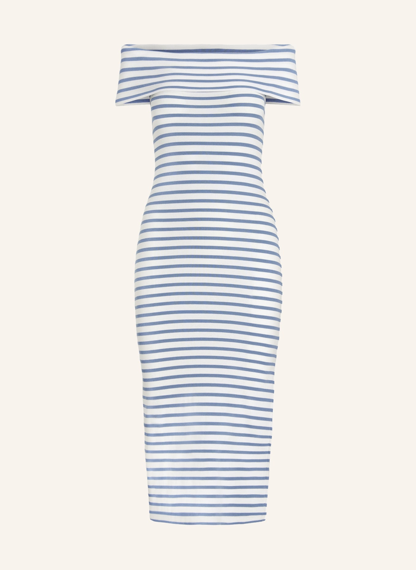 LAUREN RALPH LAUREN Off-Shoulder-Kleid, Farbe: WEISS/ BLAUGRAU (Bild 1)