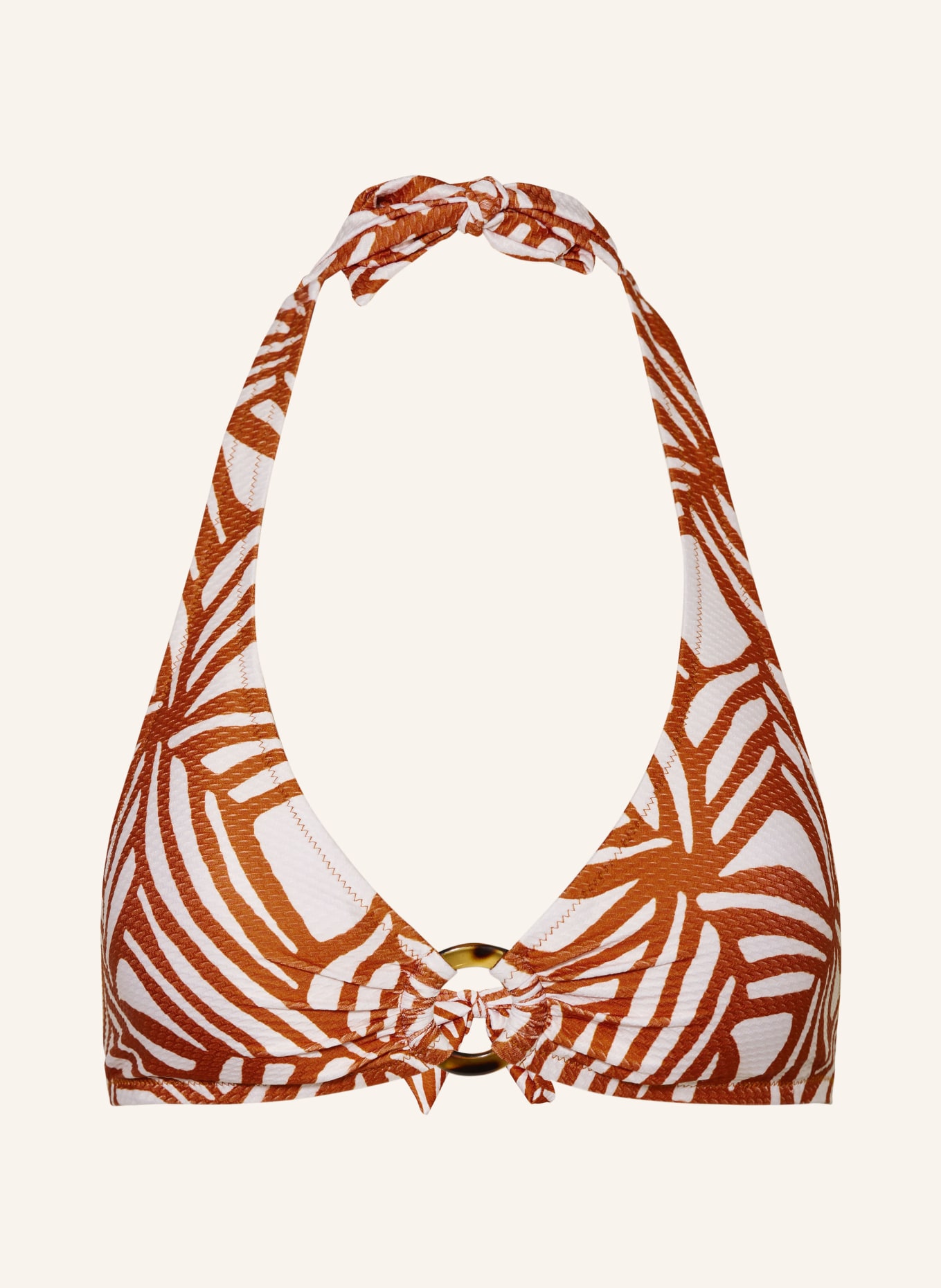 watercult Halter neck bikini top ORGANIC MODERNS, Color: DARK ORANGE/ WHITE (Image 1)