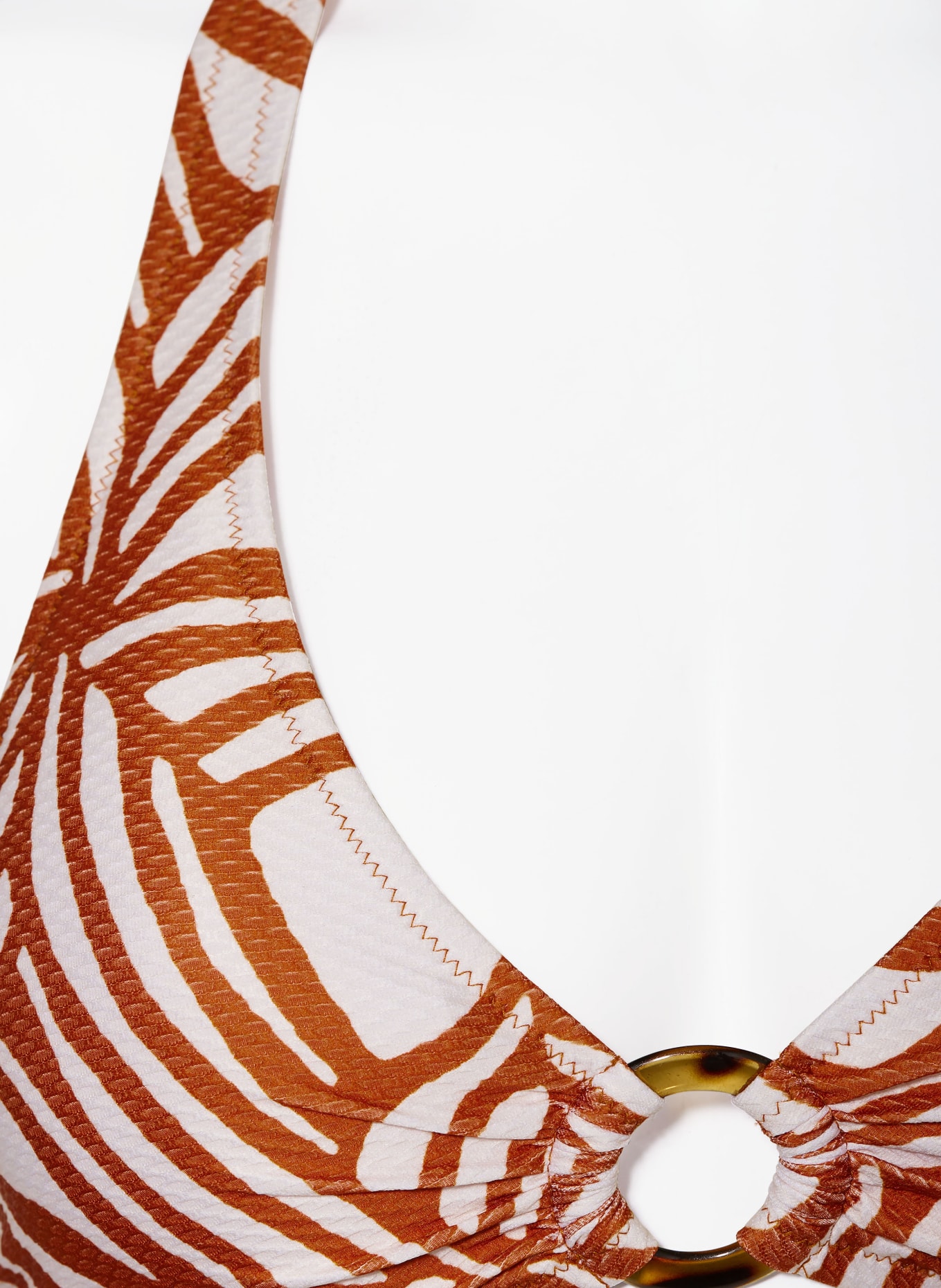 watercult Halter neck bikini top ORGANIC MODERNS, Color: DARK ORANGE/ WHITE (Image 4)