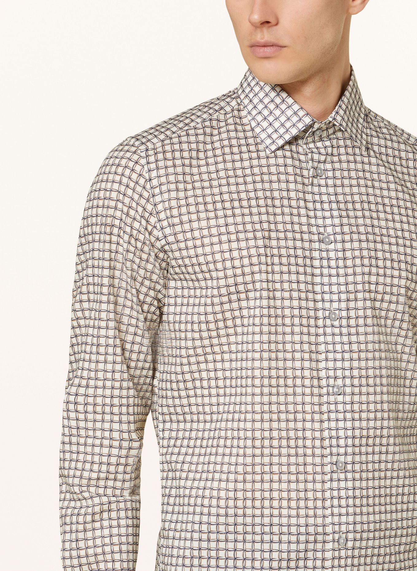 SAND COPENHAGEN Shirt slim fit, Color: BEIGE/ DARK BLUE/ COGNAC (Image 4)