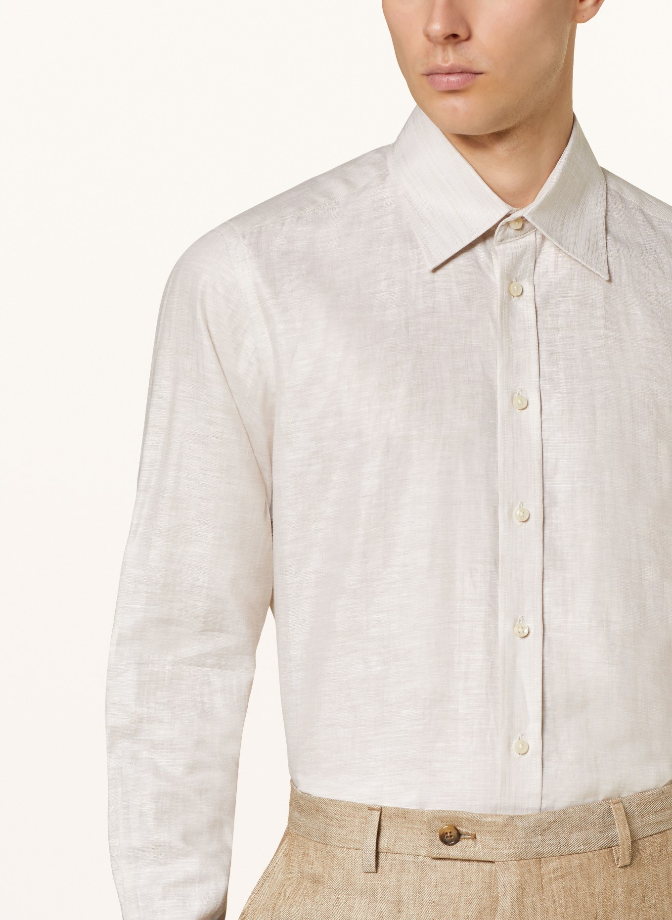 SAND COPENHAGEN Shirt STATE modern fit with linen, Color: ECRU (Image 4)