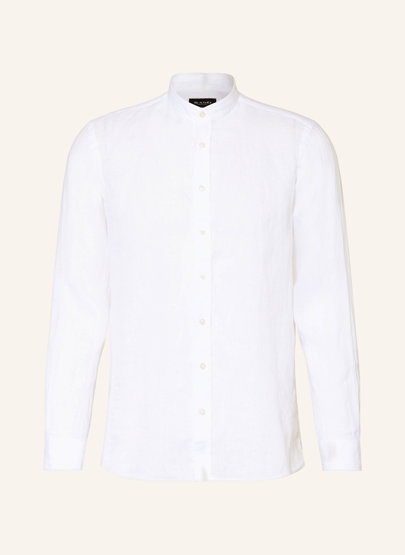 SAND COPENHAGEN Linen shirt Modern Fit with stand-up collar, Color: WHITE (Image 1)