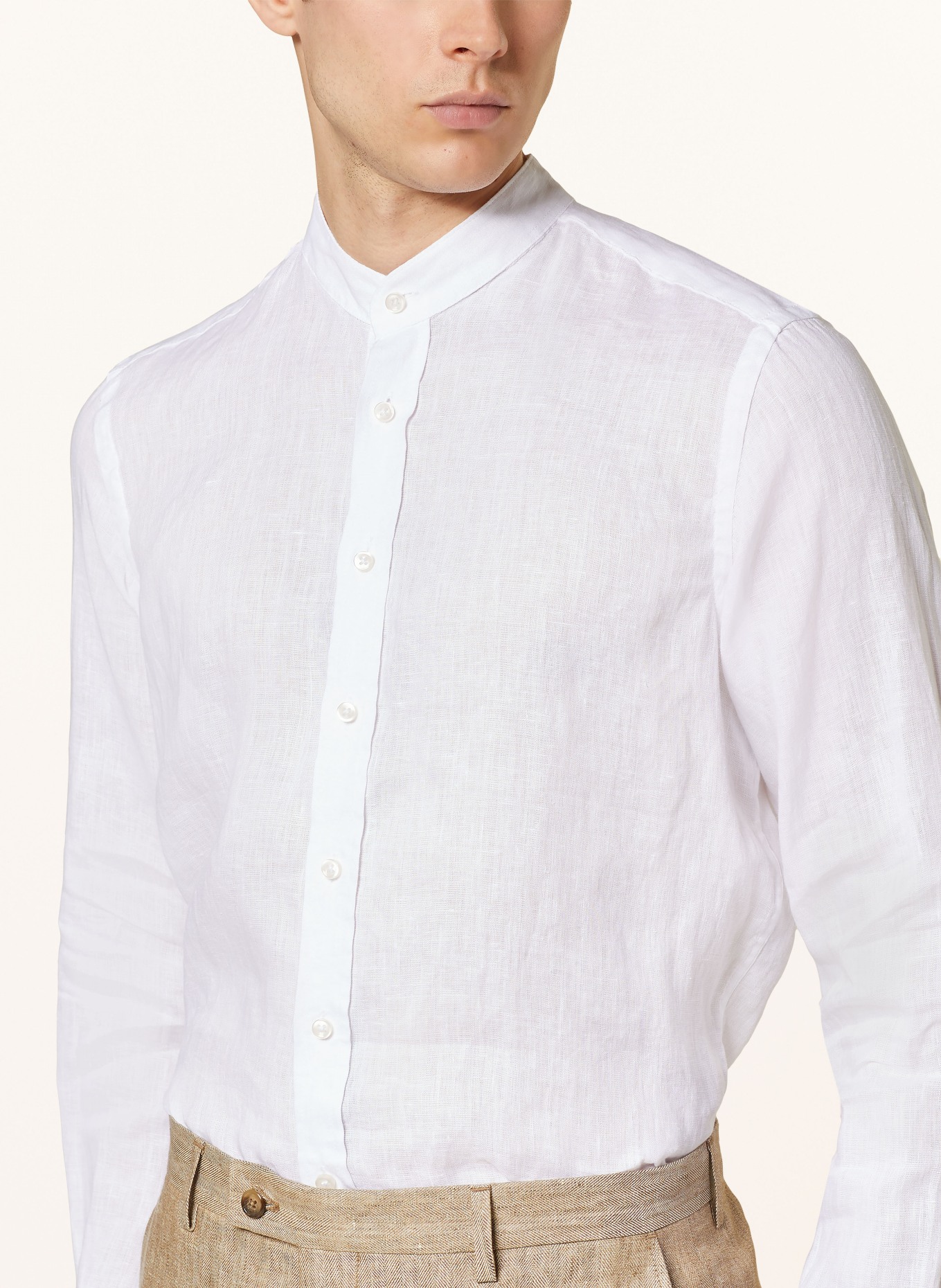 SAND COPENHAGEN Linen shirt Modern Fit with stand-up collar, Color: WHITE (Image 4)