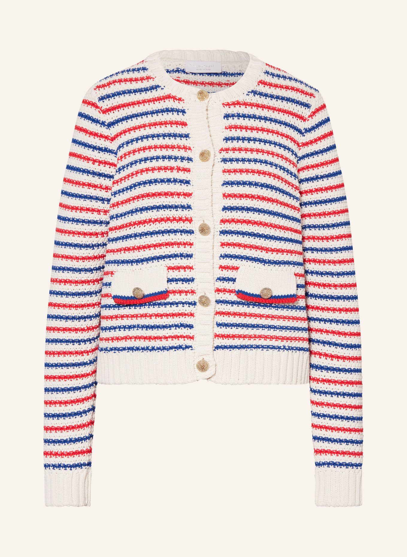rich&royal Cardigan, Color: WHITE/ BLUE/ RED (Image 1)