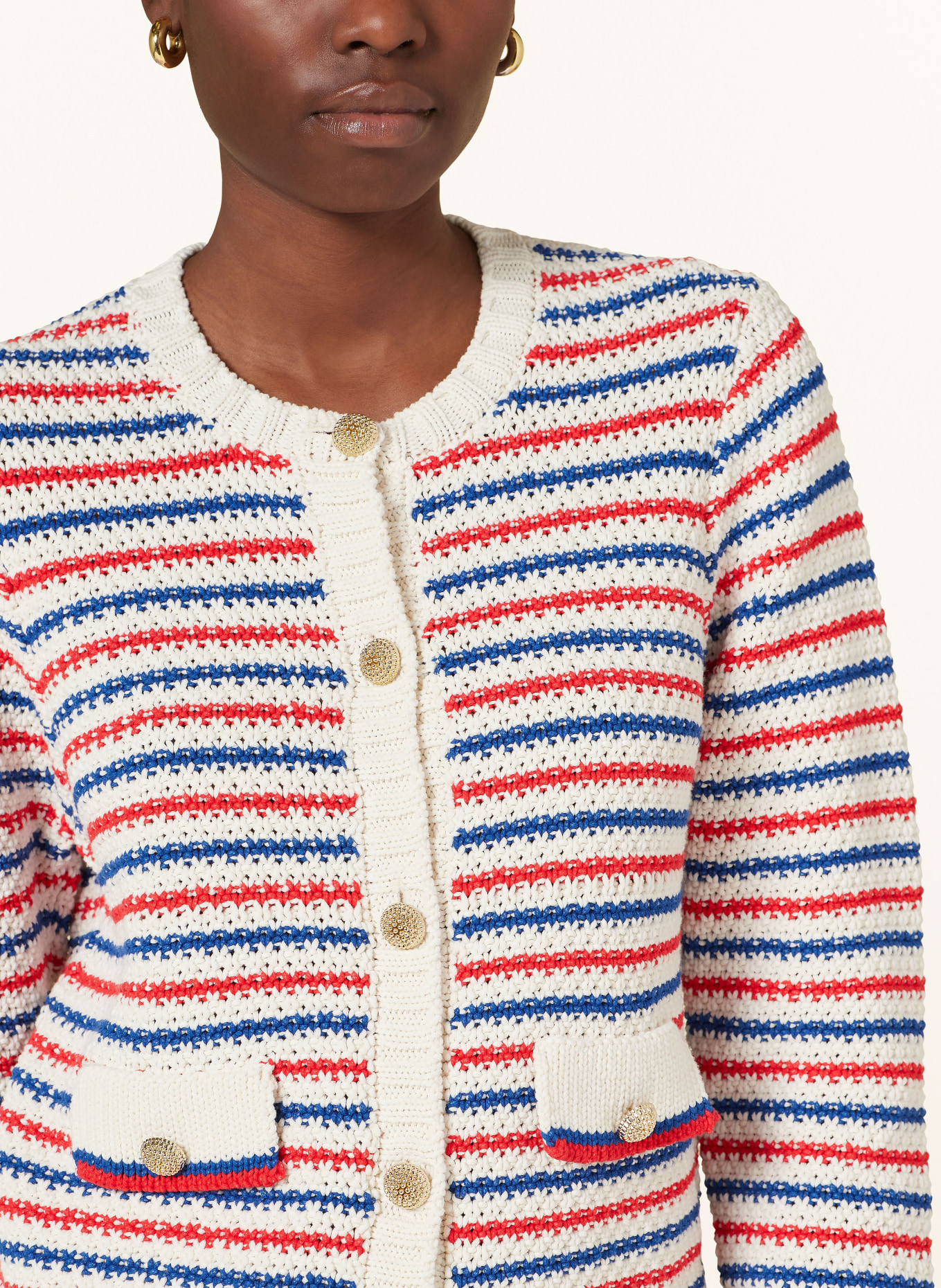 rich&royal Cardigan, Color: WHITE/ BLUE/ RED (Image 4)