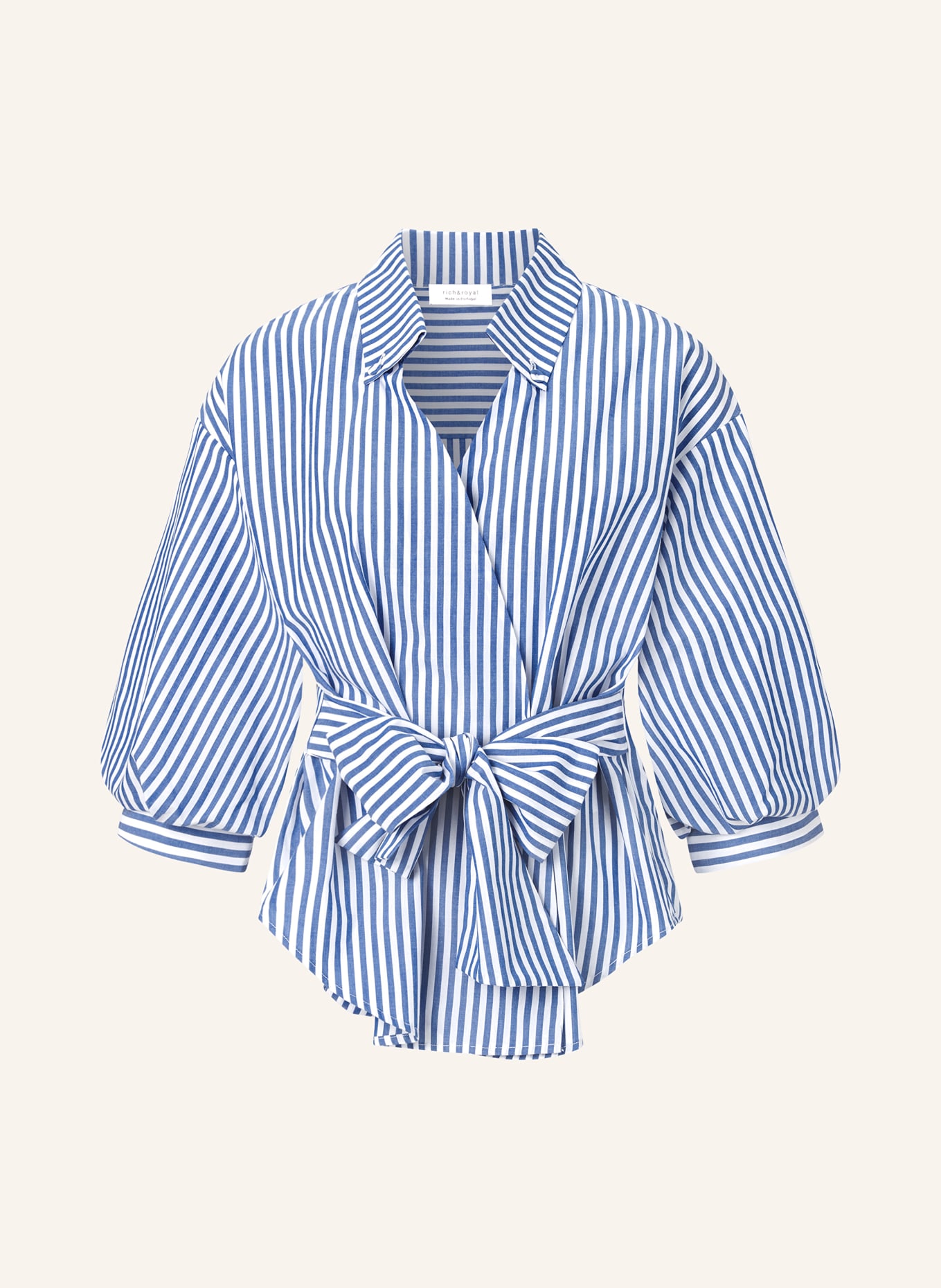 rich&royal Wrap blouse, Color: WHITE/ BLUE (Image 1)