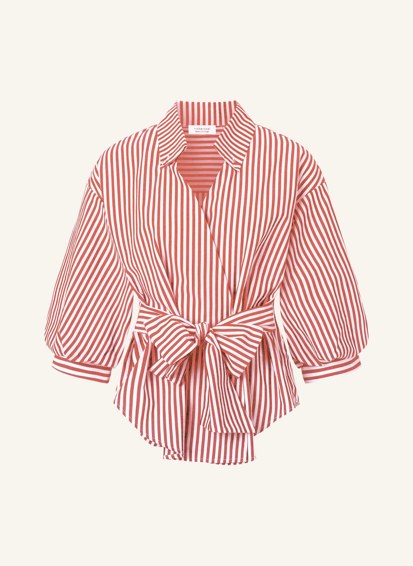 rich&royal Wrap blouse, Color: RED/ WHITE (Image 1)