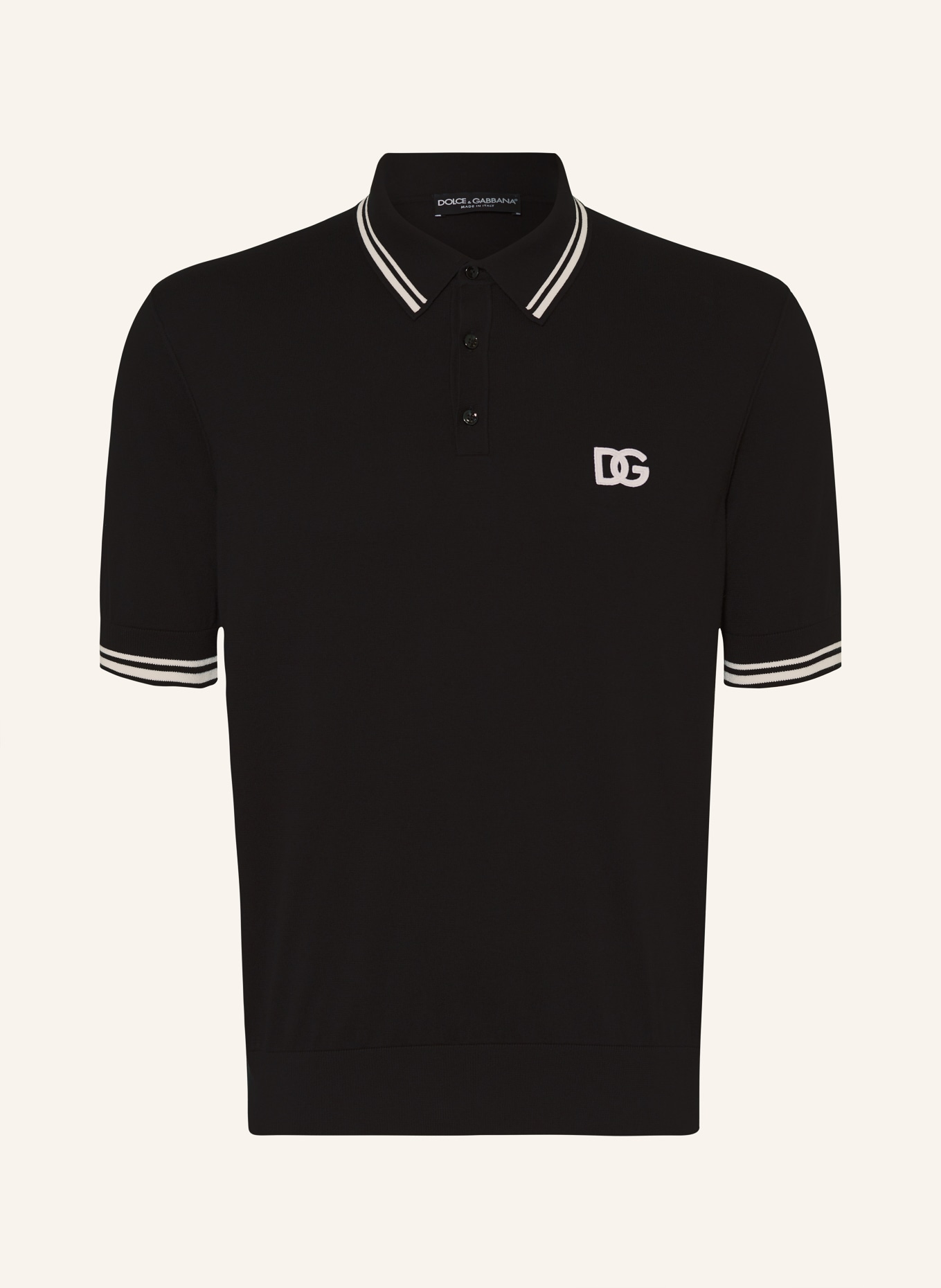 DOLCE & GABBANA Jersey polo shirt regular fit, Color: BLACK/ WHITE (Image 1)