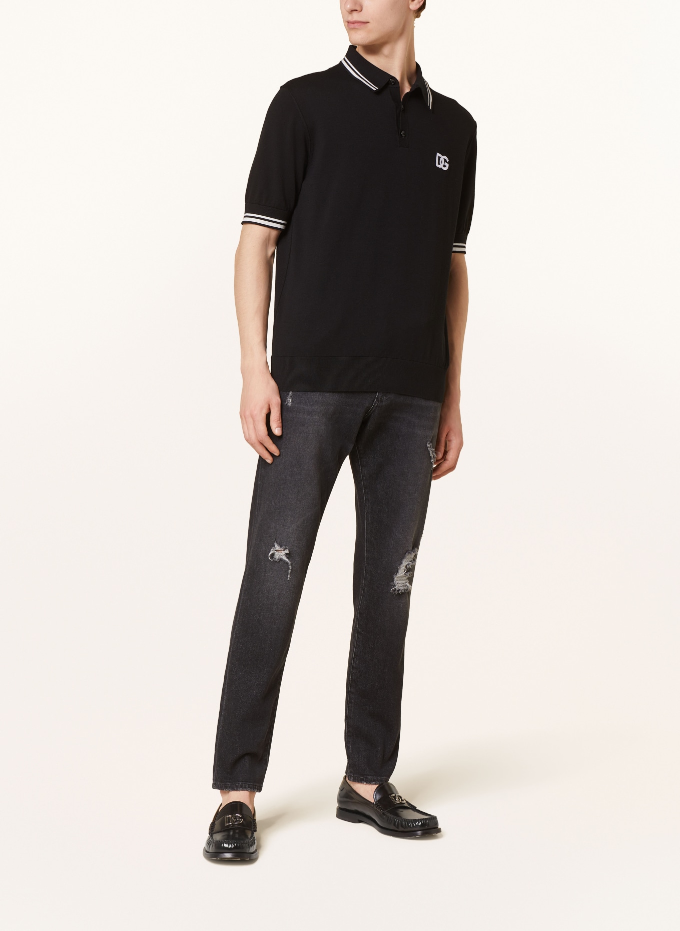 DOLCE & GABBANA Jersey polo shirt regular fit, Color: BLACK/ WHITE (Image 2)