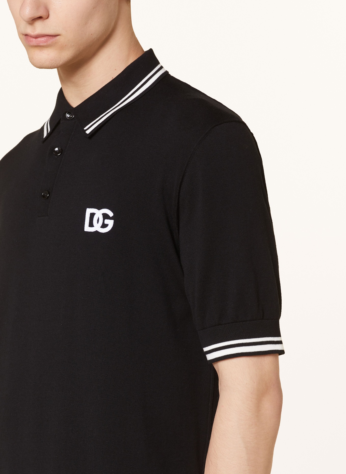 DOLCE & GABBANA Jersey polo shirt regular fit, Color: BLACK/ WHITE (Image 4)