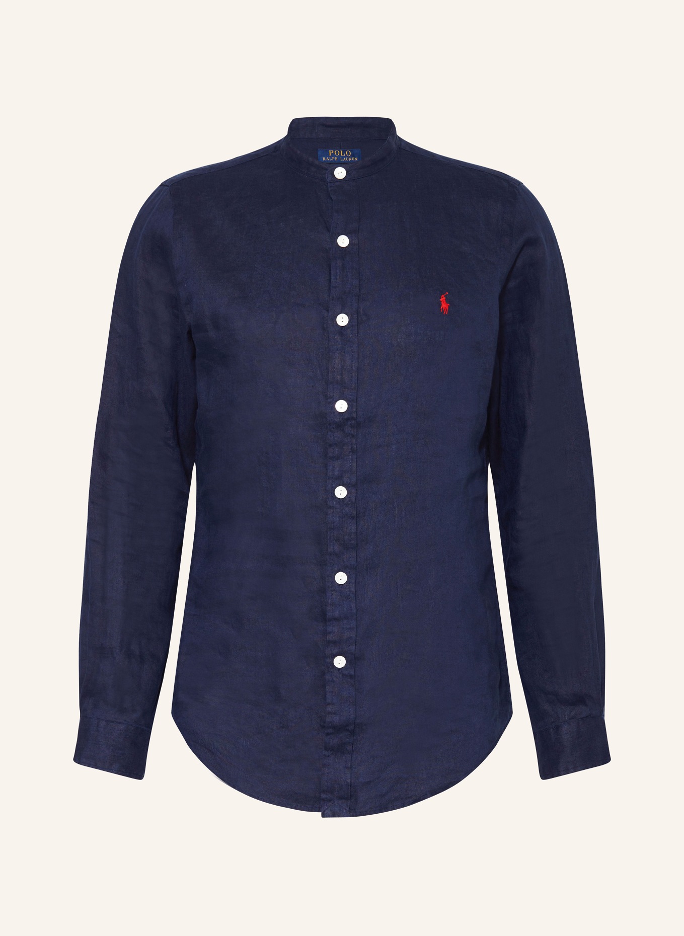 POLO RALPH LAUREN Linen shirt slim fit with stand-up collar, Color: DARK BLUE (Image 1)