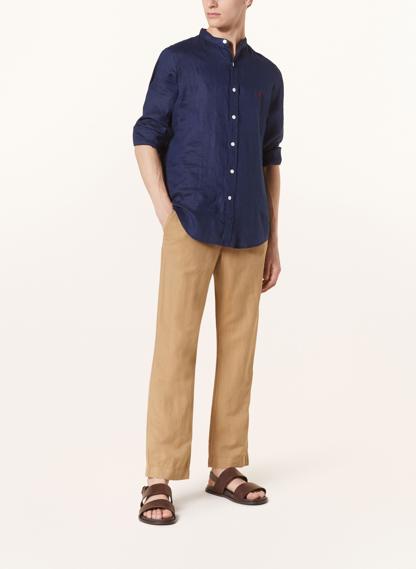 POLO RALPH LAUREN Linen shirt slim fit with stand-up collar, Color: DARK BLUE (Image 2)