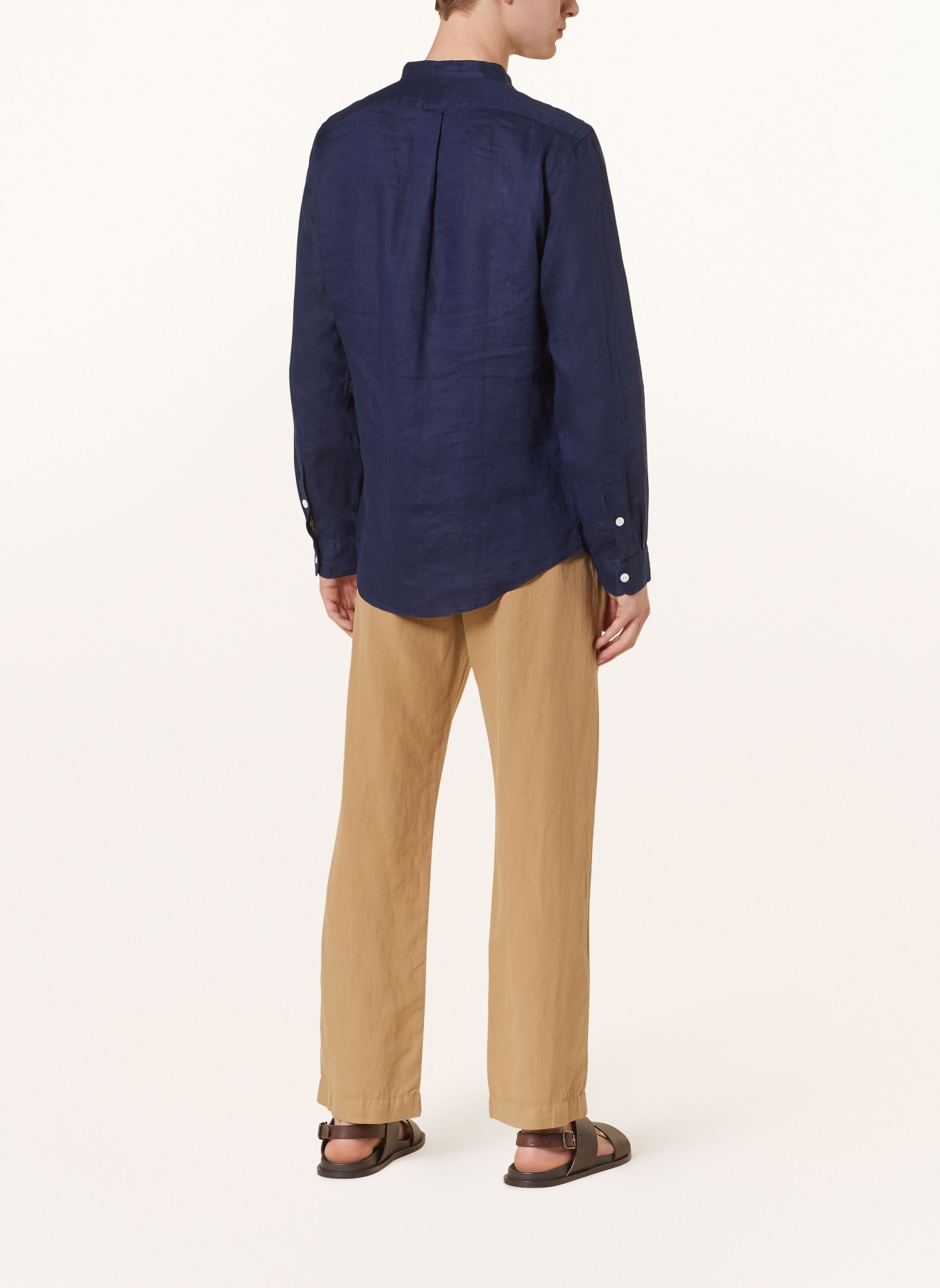 POLO RALPH LAUREN Koszula z lnu slim fit ze stójką, Kolor: GRANATOWY (Obrazek 3)