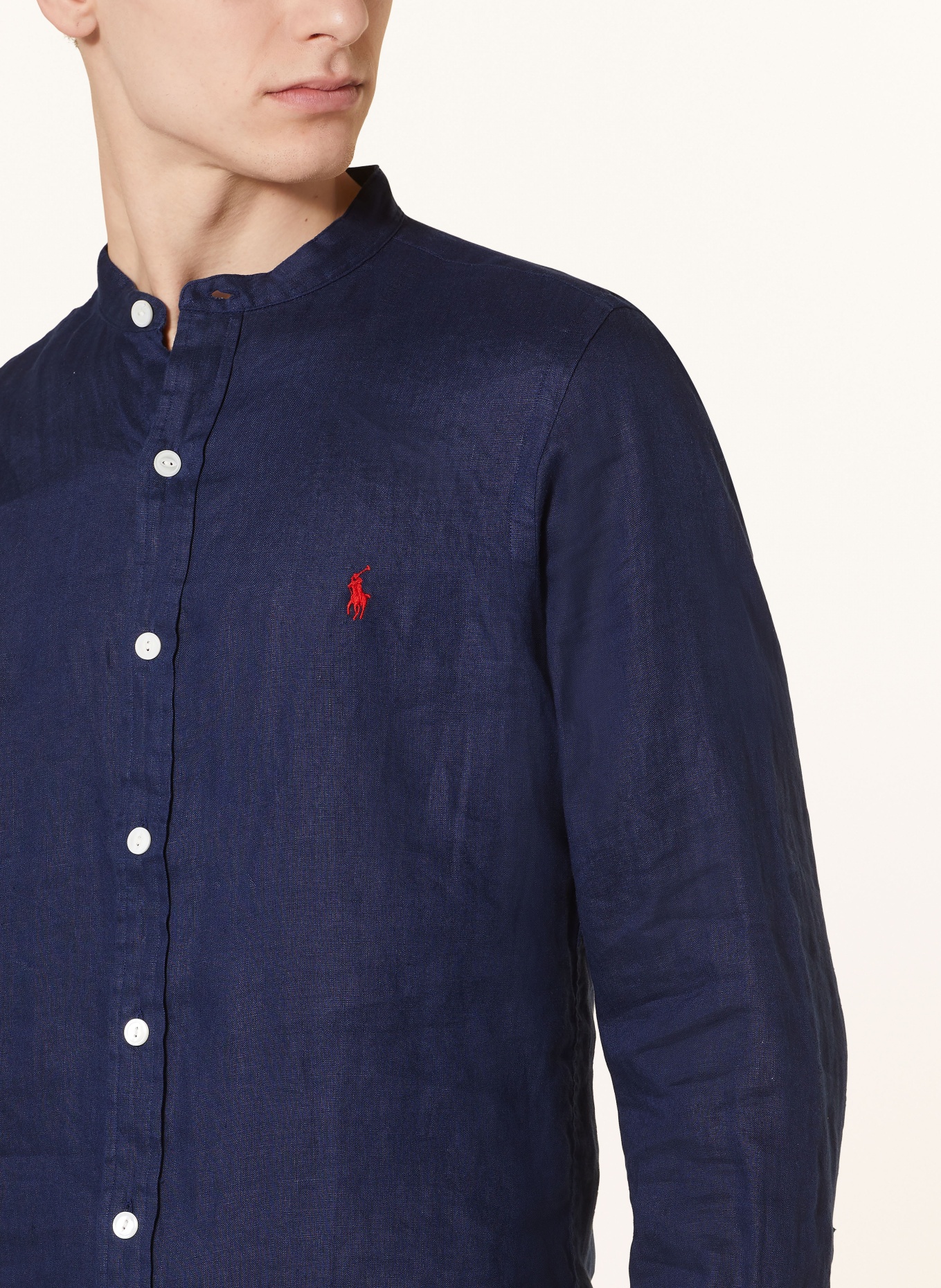 POLO RALPH LAUREN Linen shirt slim fit with stand-up collar, Color: DARK BLUE (Image 4)