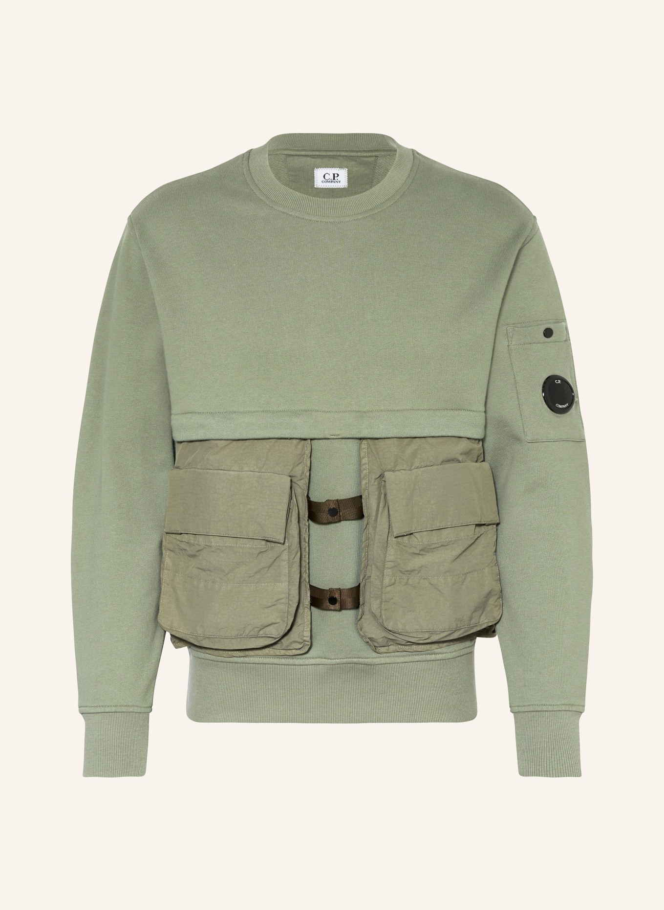 C.P. COMPANY Sweatshirt with detachable pockets, Color: KHAKI (Image 1)